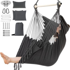 PNAEUT Silla hamaca tamaño XXL, silla colgante, silla oscilante, máximo 550 libras, reposacabezas patentado, 2 cojines, macramé grande con bolsillo, PNAEUT Silla hamaca tamaño XXL, silla colgante, silla oscilante, máximo 550 libras, reposacabezas patentado, 2 cojines, macramé grande con bolsillo,
