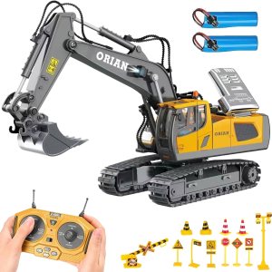 Orian Excavadora de juguete con control remoto para niños de 4 a 7 años Excavadora RC gira 680 grados 2 baterías Juguetes de excavadora para Orian Excavadora de juguete con control remoto para niños de 4 a 7 años Excavadora RC gira 680 grados 2 baterías Juguetes de excavadora para