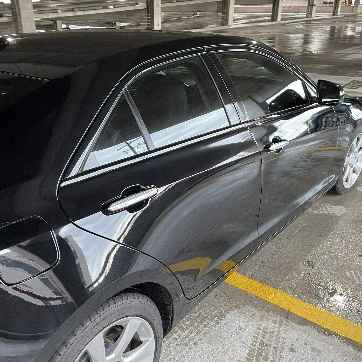 SlickMod Revestimiento de vinilo opaco cromado para Cadillac ATS Sedan 2013-2018 (negro brillante)