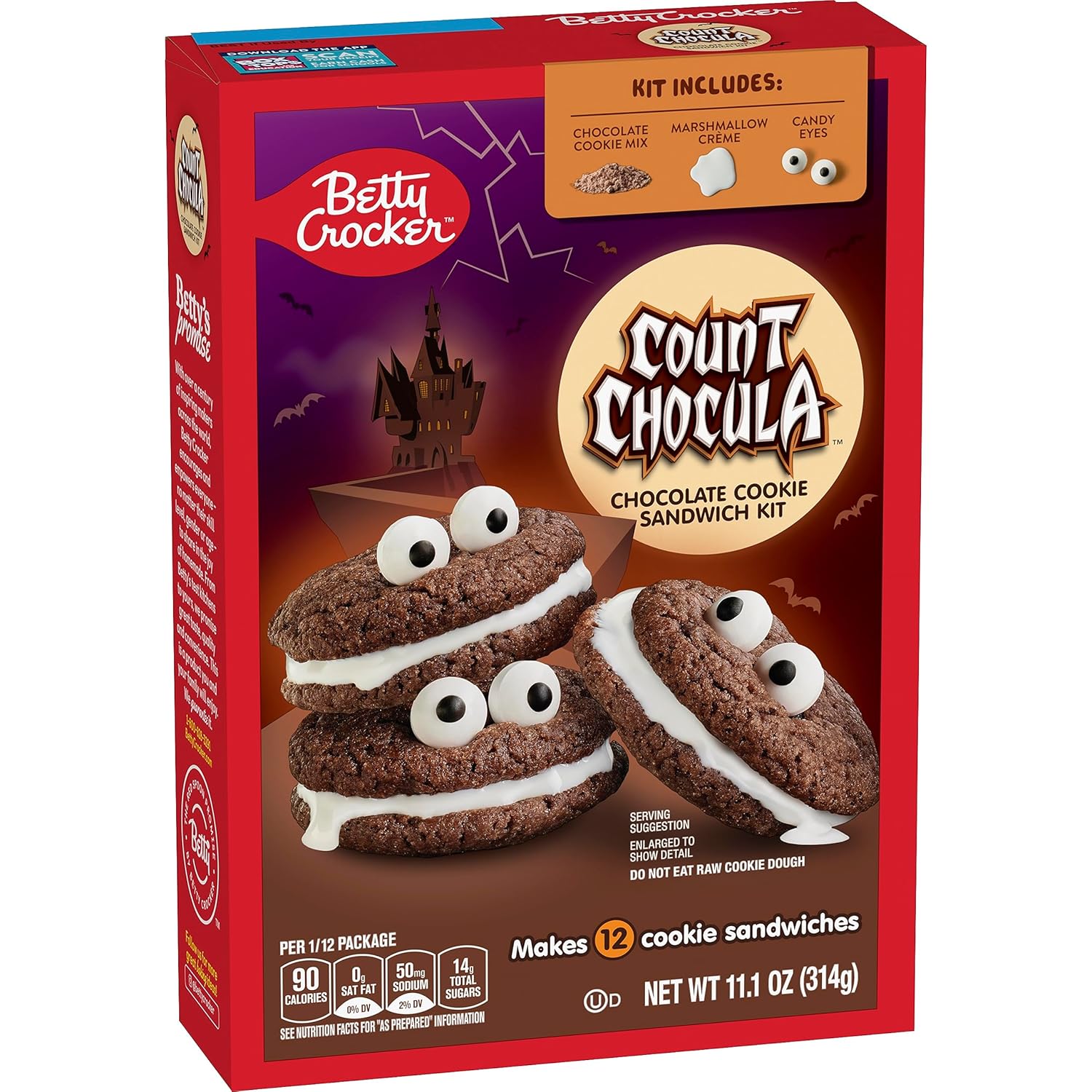 Betty Crocker Count Chocula – Kit de sándwich de galletas de chocolate, 11.1 onzas