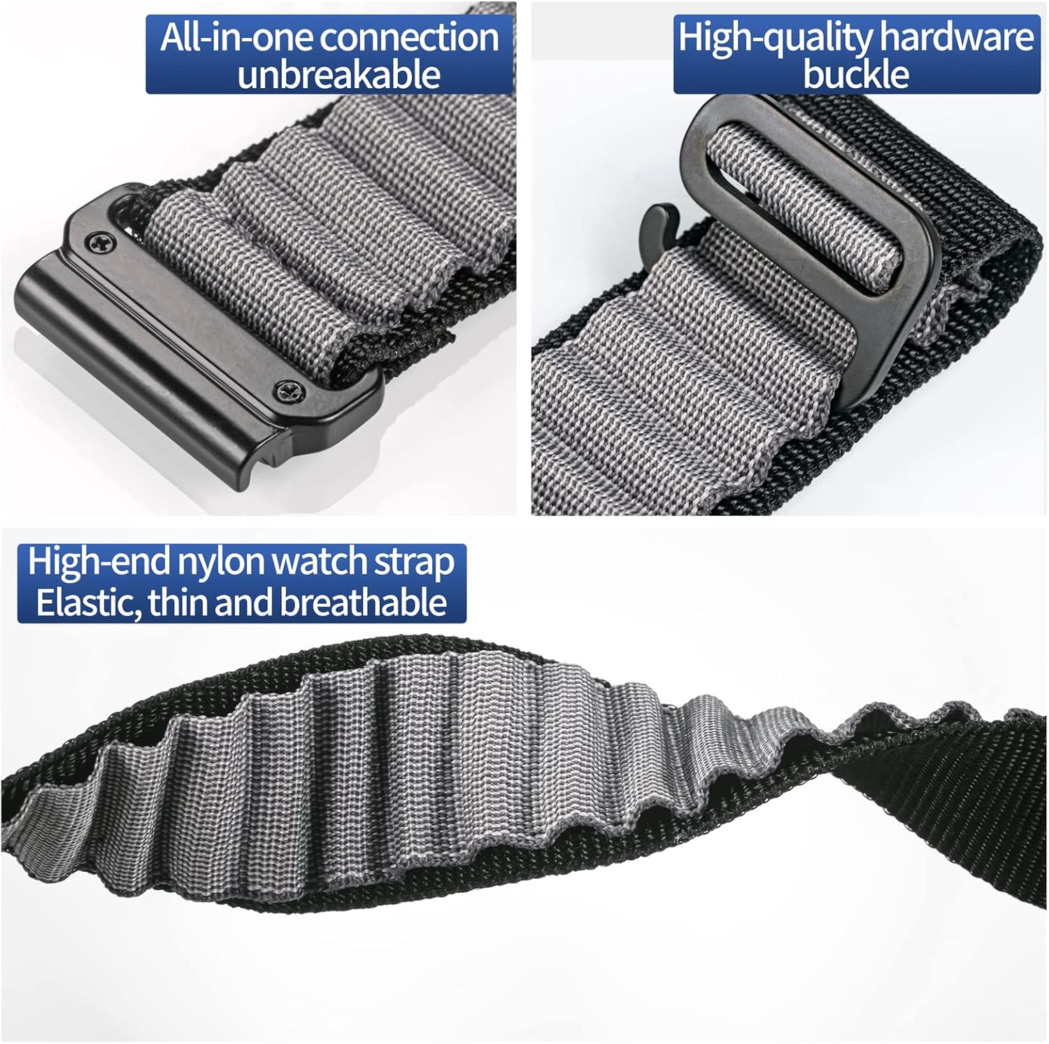 Correa deportiva de nailon tejido resistente con gancho G para fnixForerunnerVivoactiveApproachMARQquatixD2 Series resistente de repuesto para