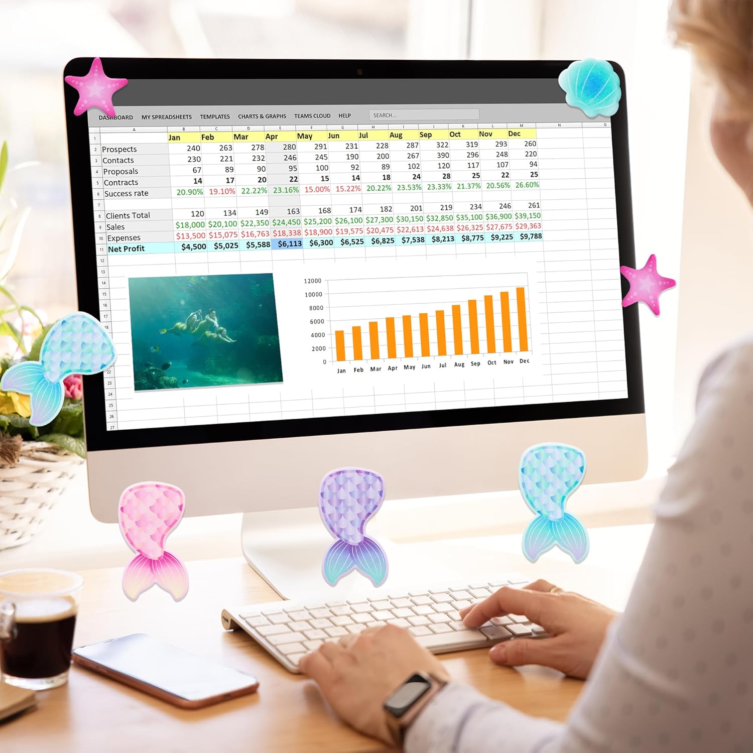 B1ykin I Just Really Like Mermaids – Juego de notas adhesivas, 550 hojas de notas autoadhesivas de sirena, pestañas autoadhesivas de separación de