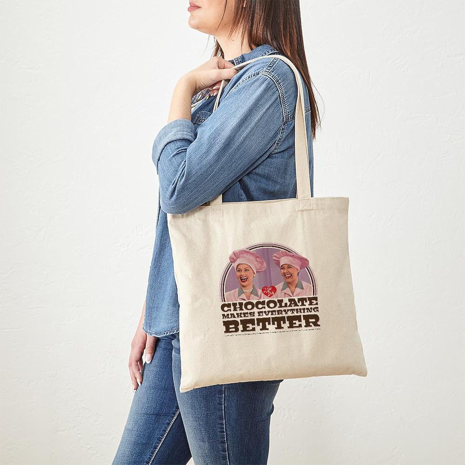 CafePress I Love Chocolate Tote Bag Bolsa de lona natural, bolsa de compras de tela