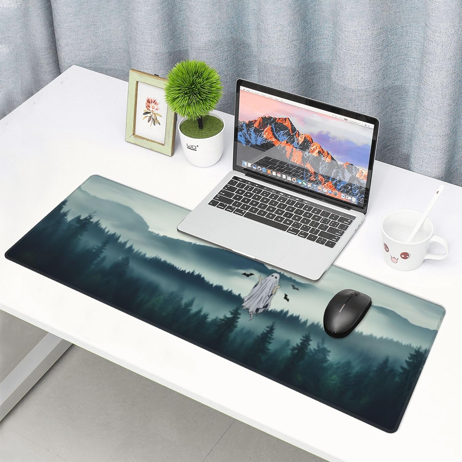 Tapete de escritorio feliz de Halloween, alfombrilla de mouse para eventos de Halloween, almohadilla de escritorio con teclado para juegos de anime