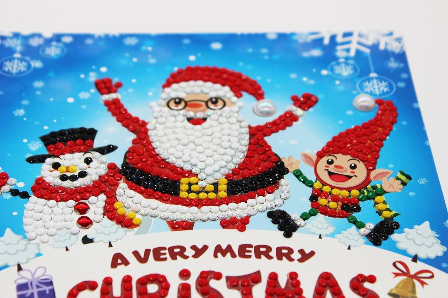 pigpigboss Paquete de 8 tarjetas de felicitación con pintura de diamantes, árbol de Navidad, muñeco de nieve, tarjetas de pintura de diamantes de