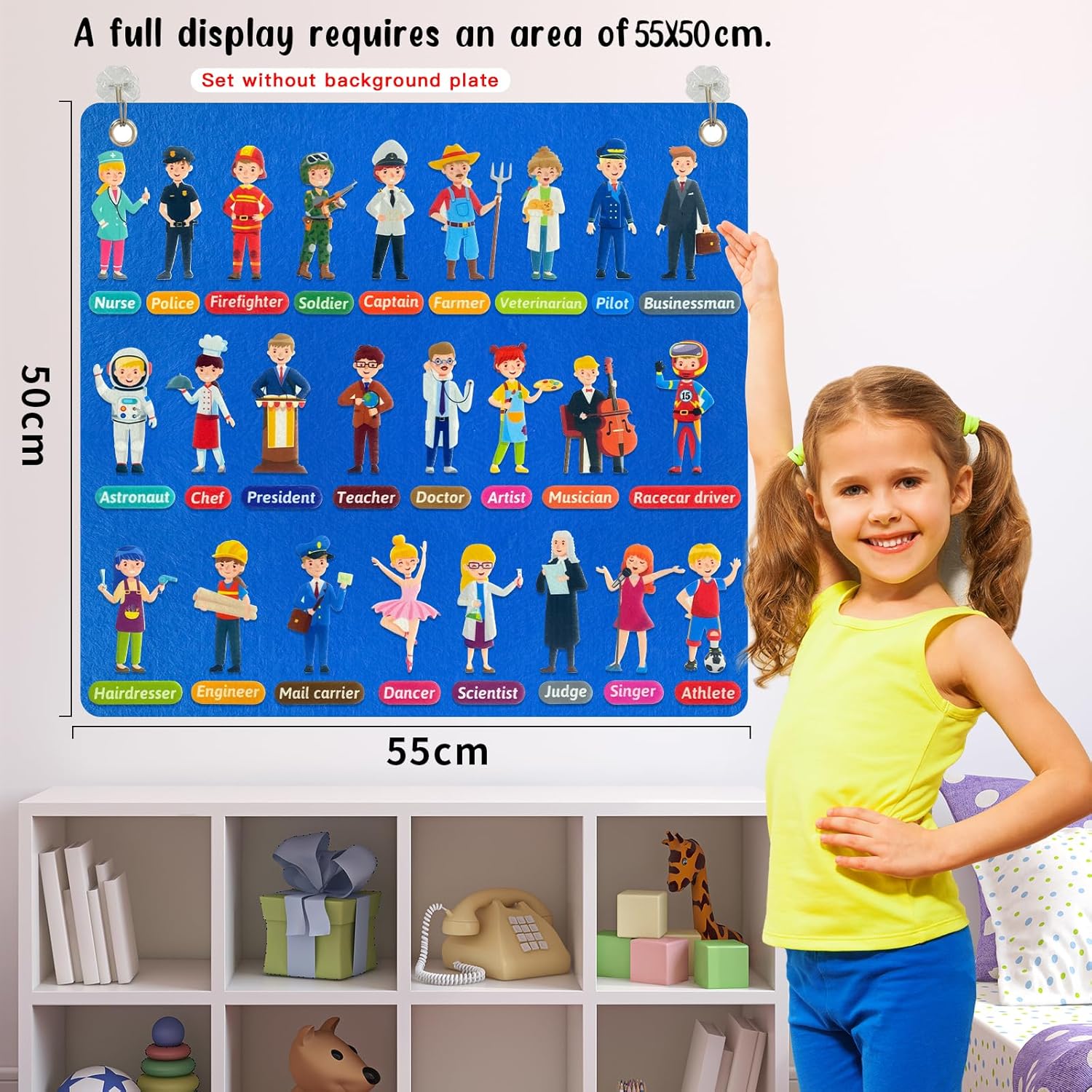 Felt Career Image – Piezas de aprendizaje para disfrazarse, 50 piezas de fieltro para tablero de franela de fieltro, ayudantes de la comunidad