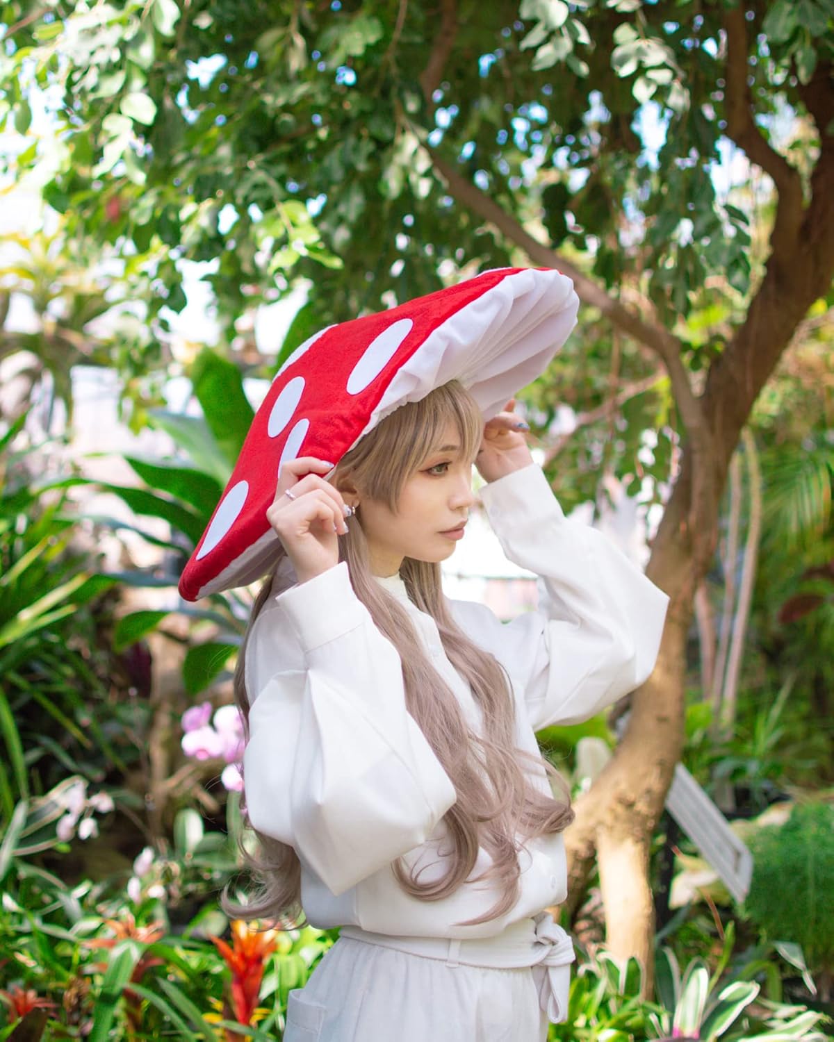 Sombrero de hongo para disfraz de cosplay, accesorio de fiesta, gorra de gran tamaño con ala con alambre