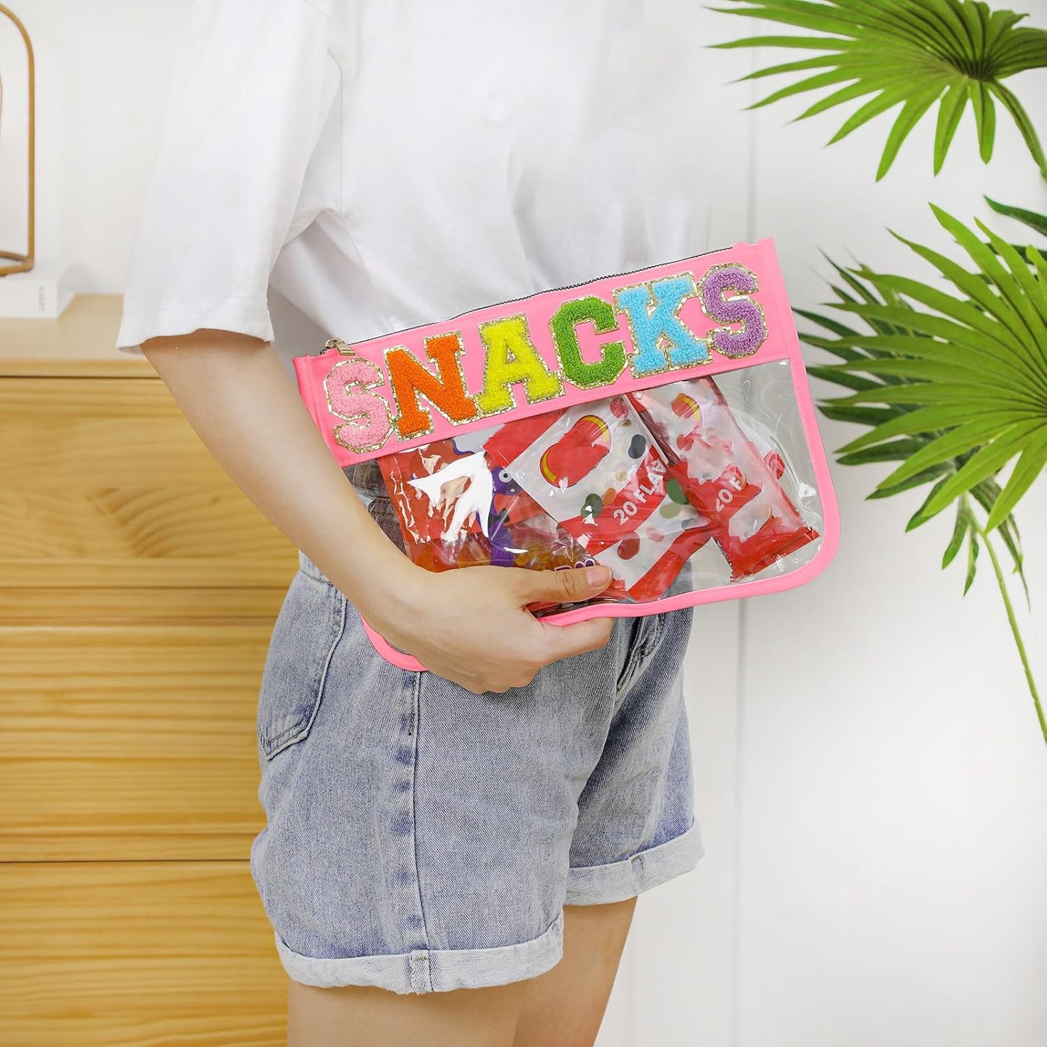DYSHAYEN Bolsa de felpilla transparente con cremallera para viajes, bolsa de cosméticos transparente de nailon, bolsa de viaje de maquillaje para
