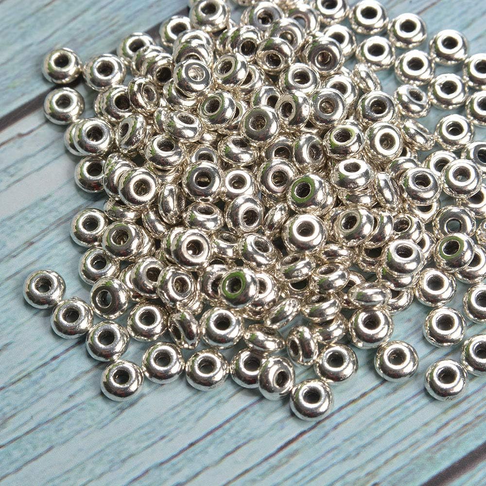 200 piezas redondas de plata de acero inoxidable espaciador cuentas DIY joyería hallazgos