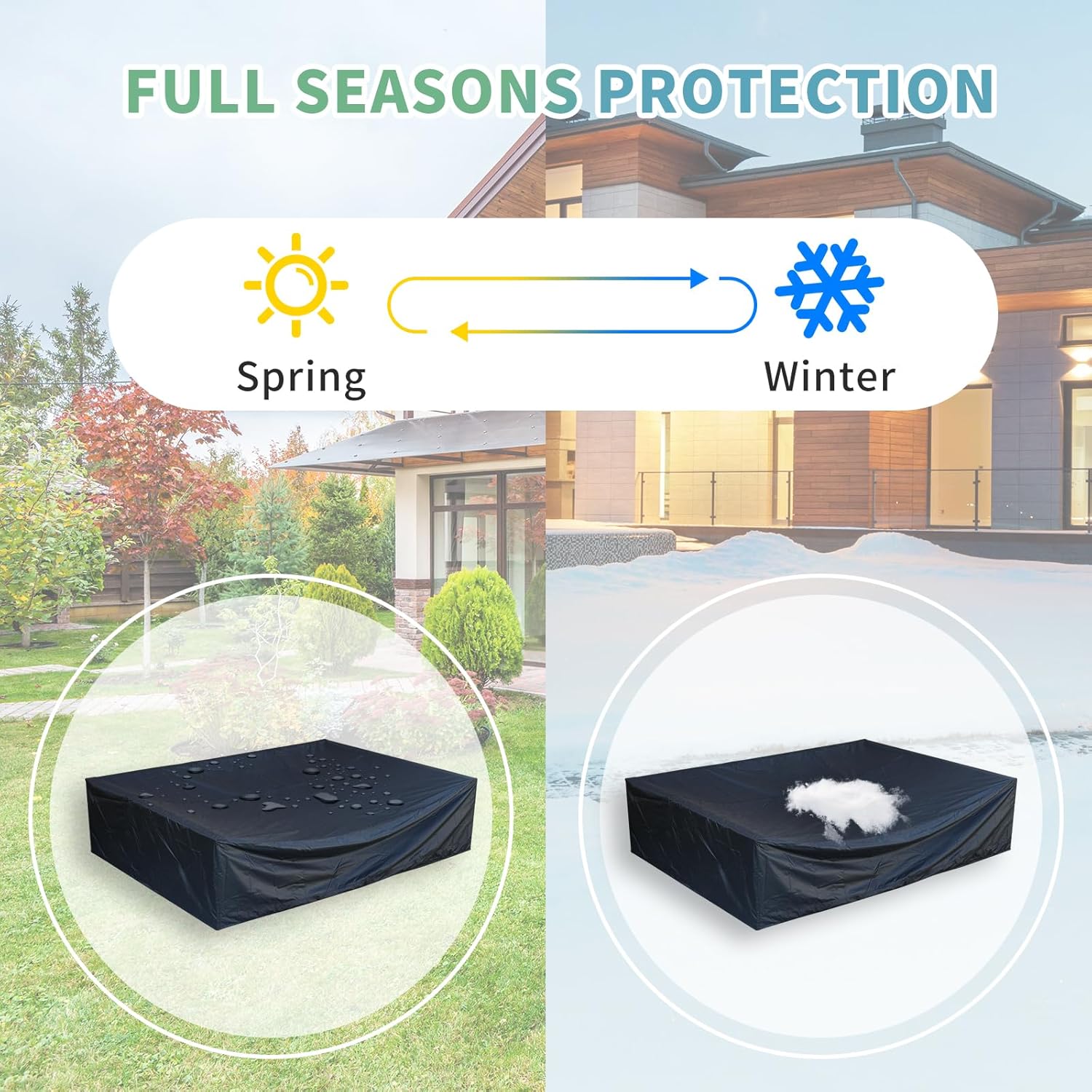 NICESOUL Juego de sofá al aire libre cubierta impermeable muebles conjunto cubiertas PU revestimiento con ventilación de aire cremalleras ajustables