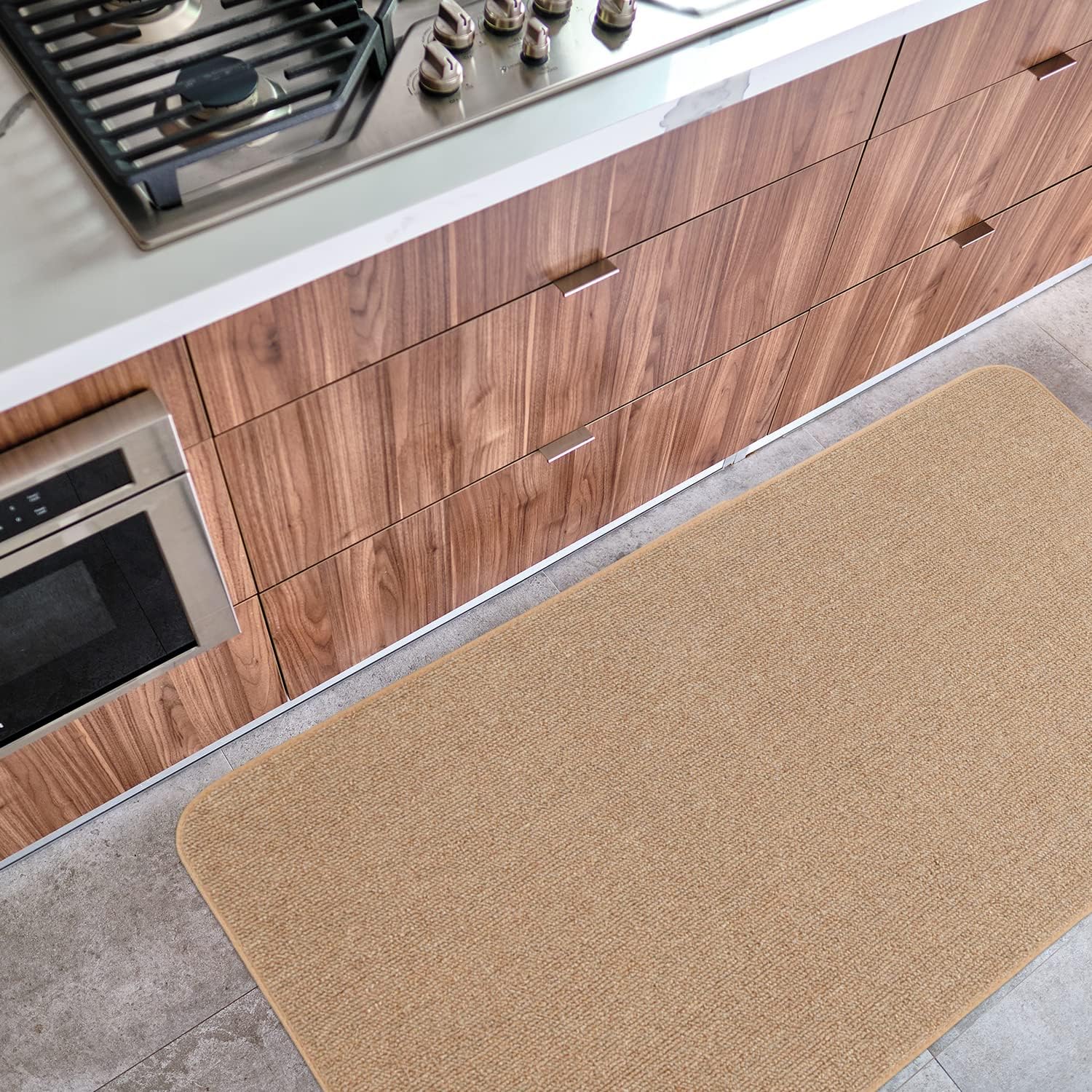 House, Home and More Alfombra antideslizante para interiores, color beige guijarro, 3 pies x 5 pies