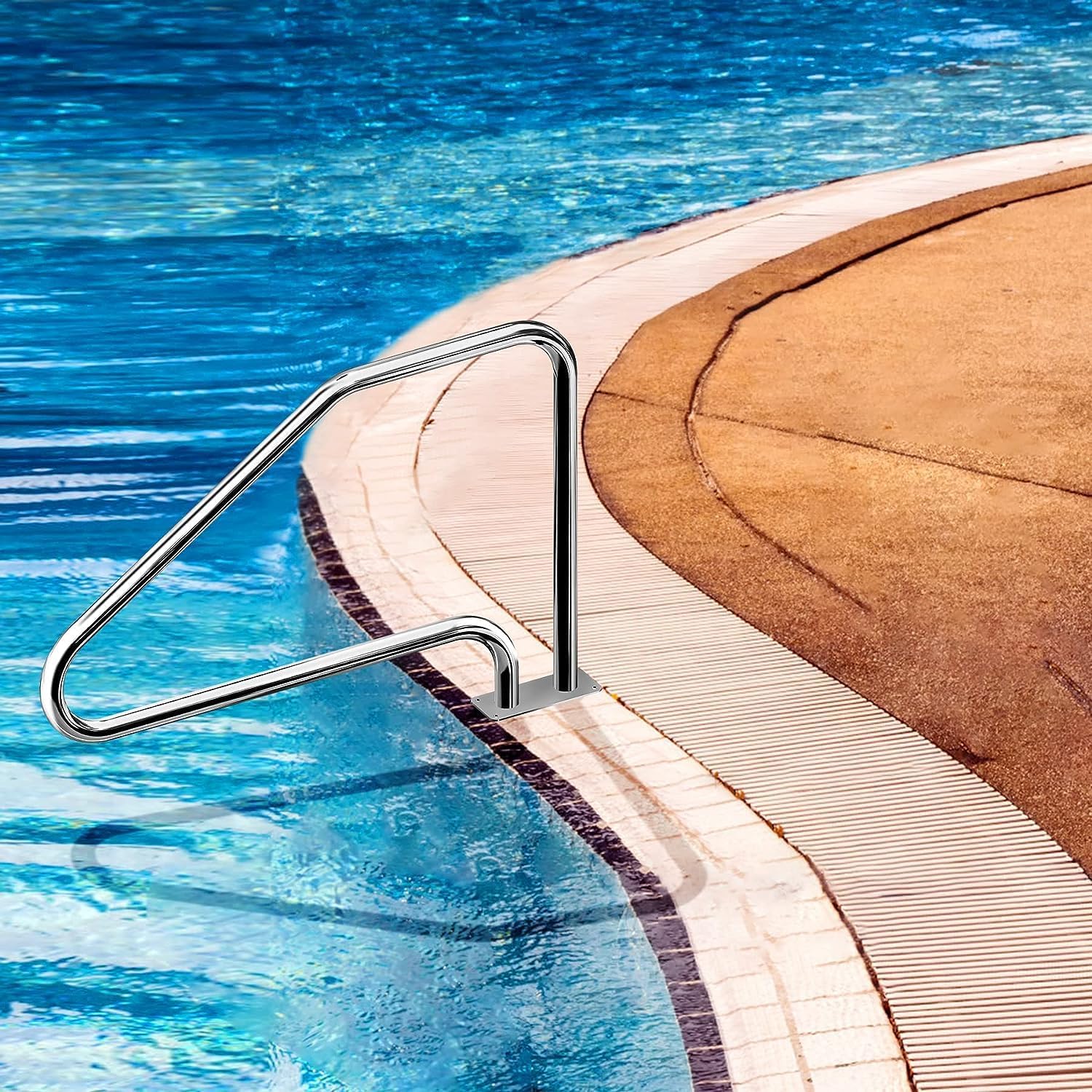 Barandilla para piscina, barandilla de acero inoxidable para piscina, capacidad de carga de 300 libras, rieles de piscina enterrados con cubierta de