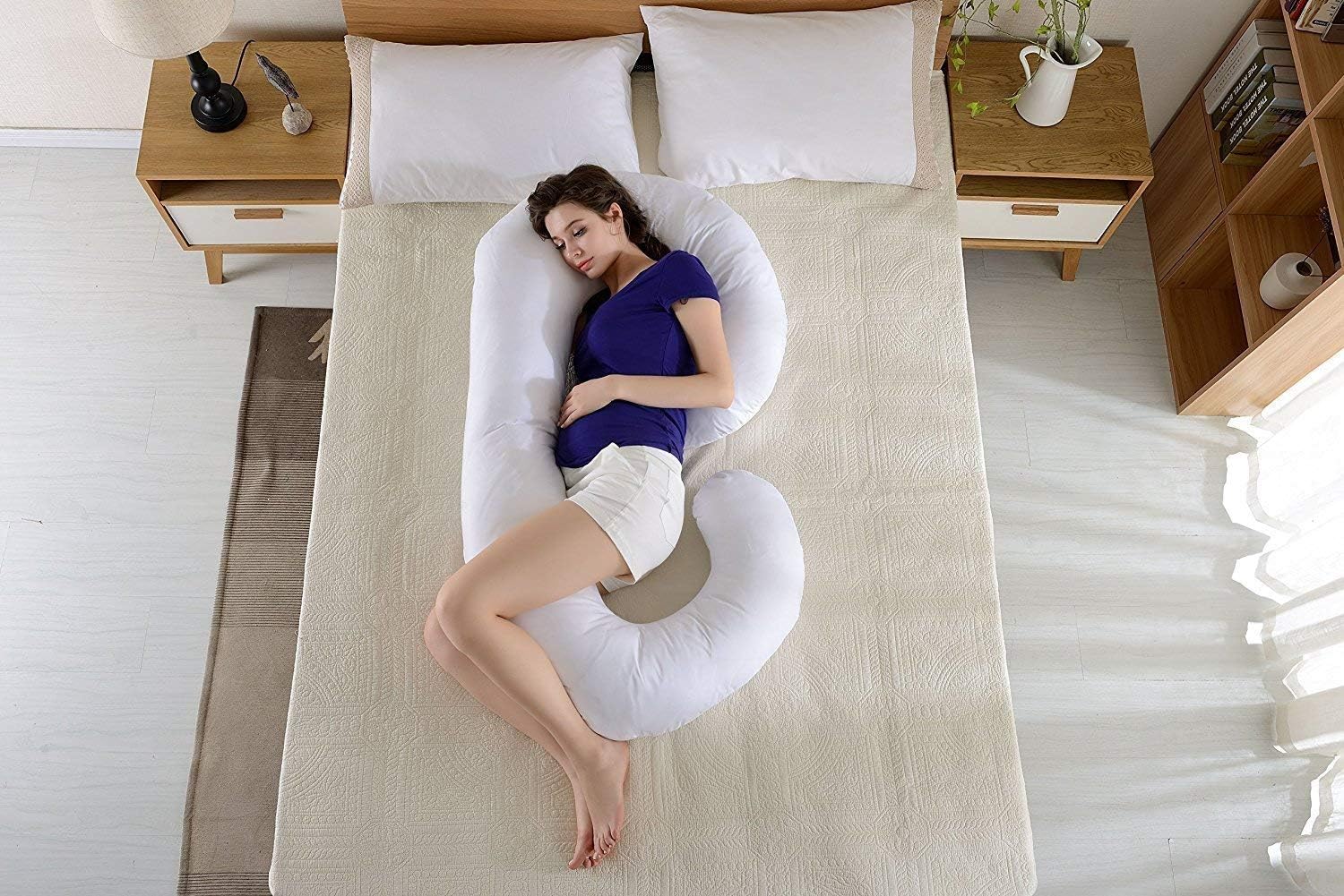 BestRest Almohada de cuerpo completo  Almohada en forma de C para embarazo, lactancia, maternidad  Cama extragrande en forma de U  Lado, pierna,