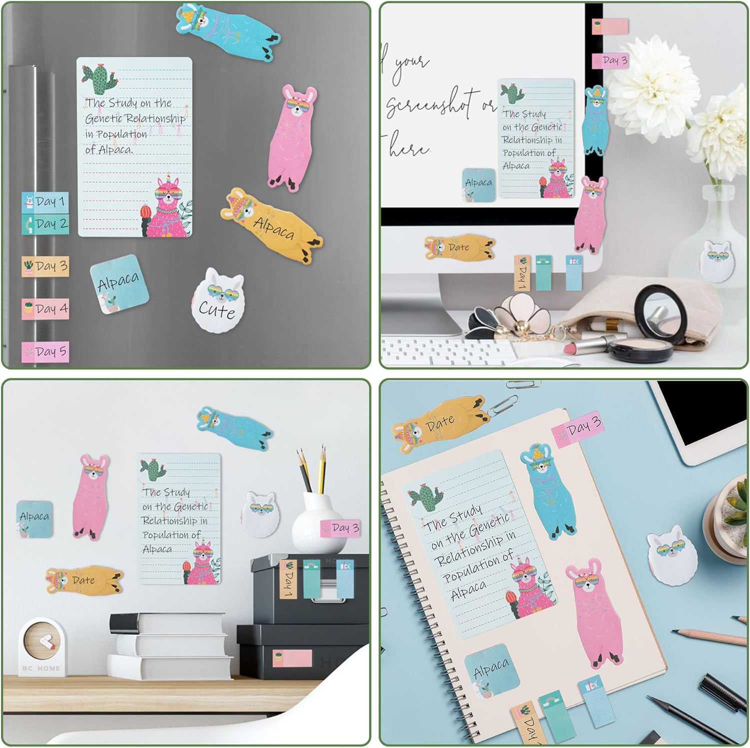 I Just Really Like Llamas – Juego de notas adhesivas, 550 hojas, lindas notas autoadhesivas de alpaca de dibujos animados, pestañas divisorias de