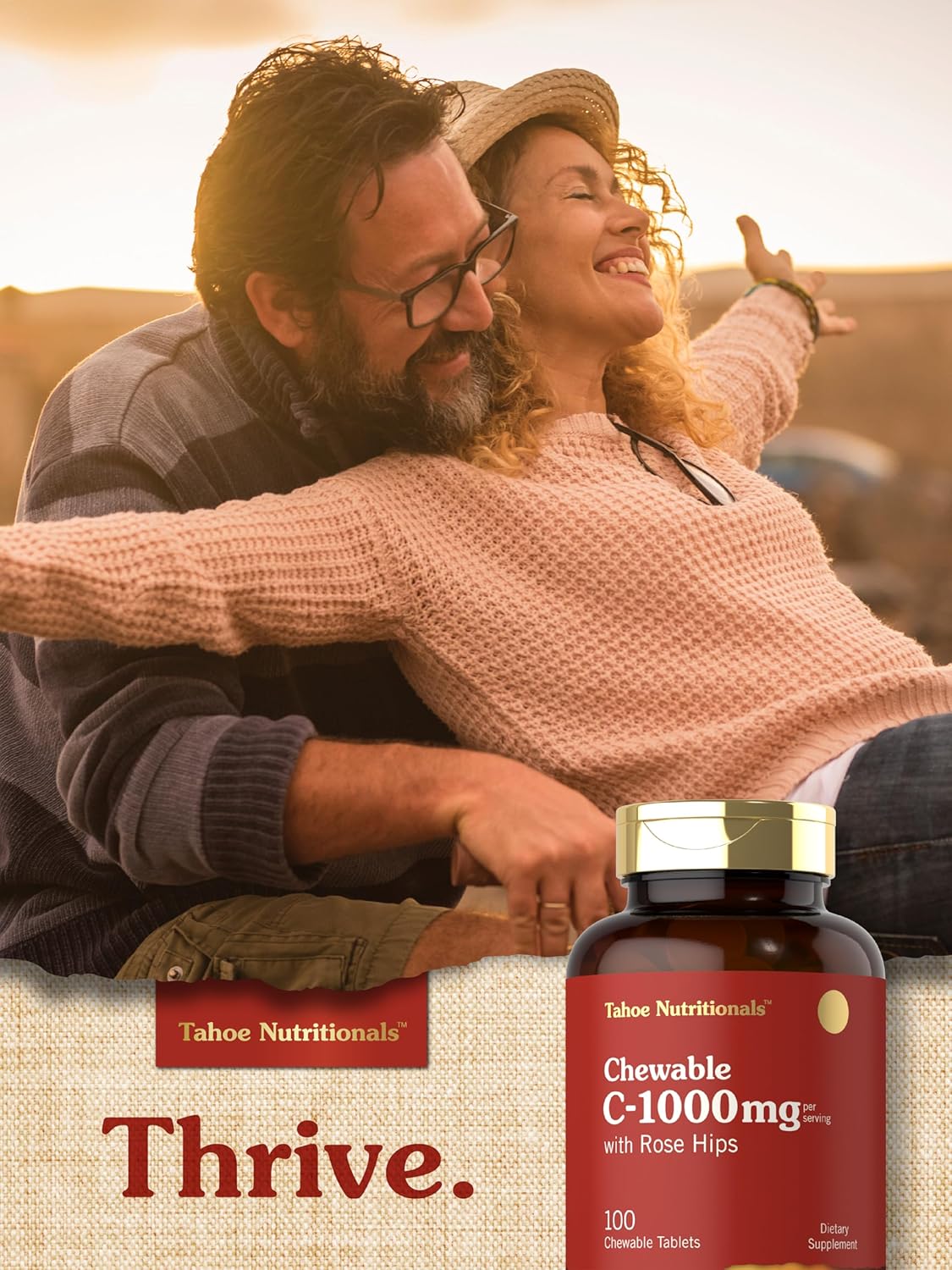 Carlyle Masticables de vitamina C  1000 mg  100 tabletas sabor naranja natural  Suplemento vegetariano, sin OMG y sin gluten  Tahoe Naturals