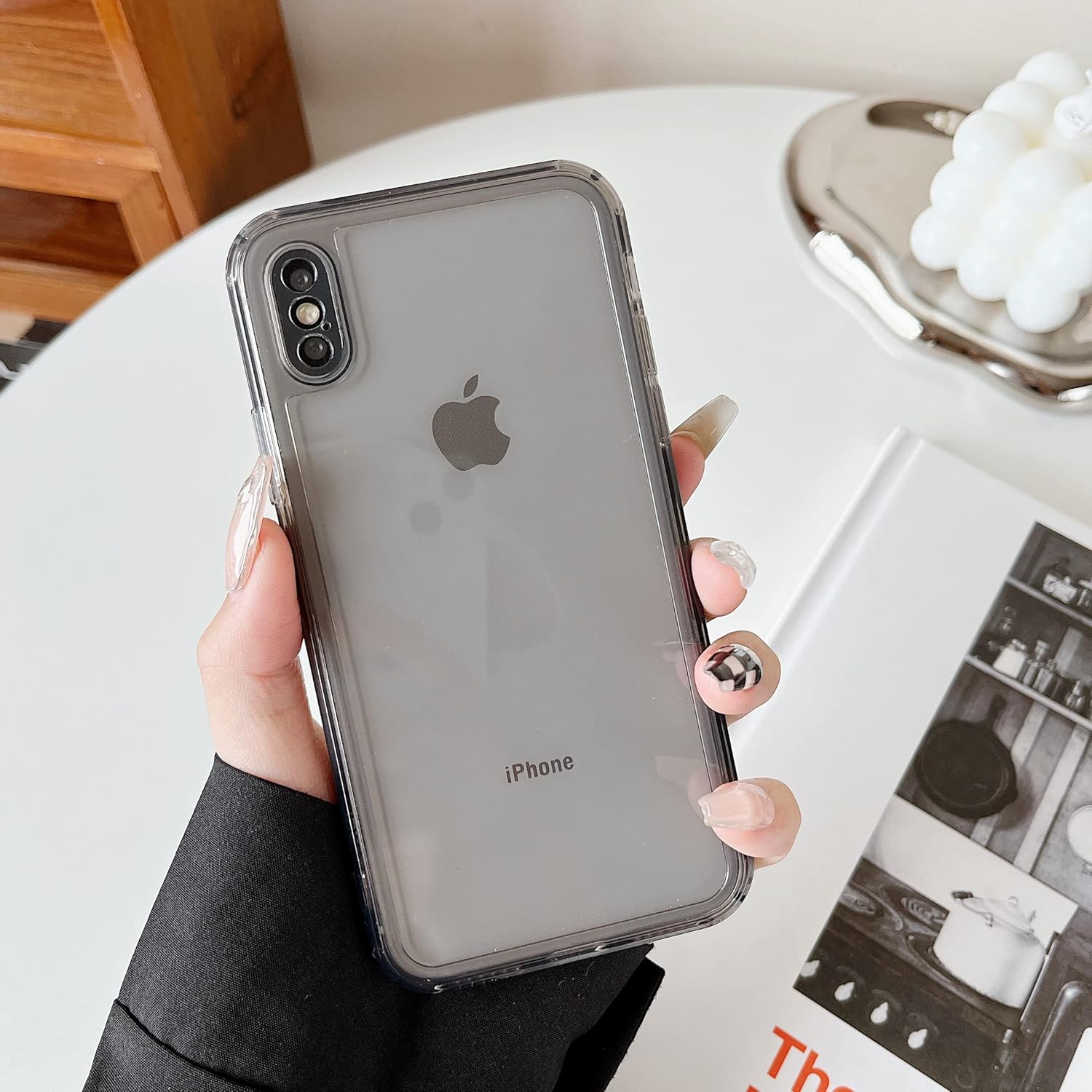 ZTOFERA Funda para iPhone X,Claro Silicona Suave Protector De Parachoques Retro Color Transparente A Prueba De Golpes Caja Del Teléfono – Gris
