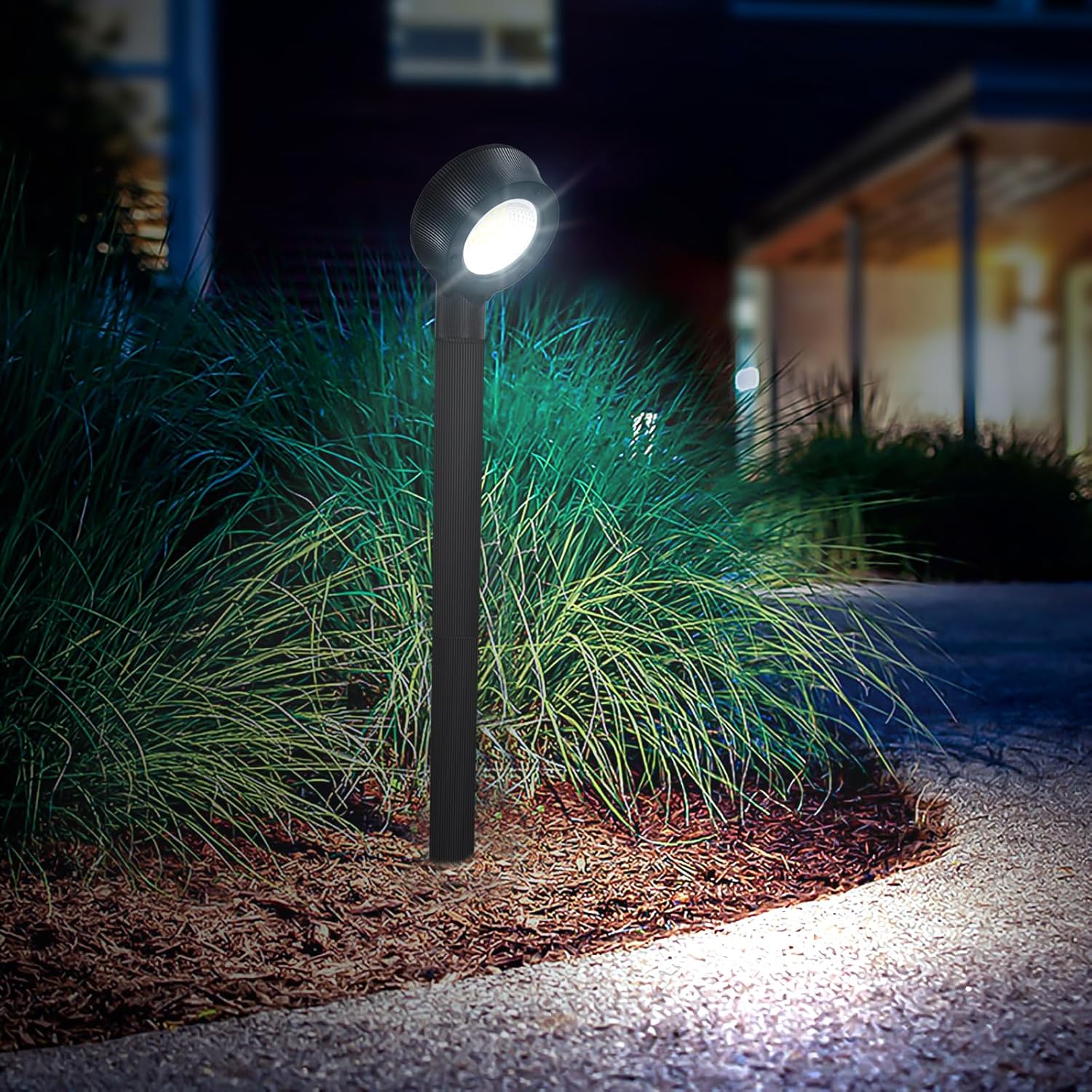 Luces solares para camino, luces solares LED de jardín de 300 lm, opciones LED blancas brillantes y cálidas, luces solares en forma de L, luces