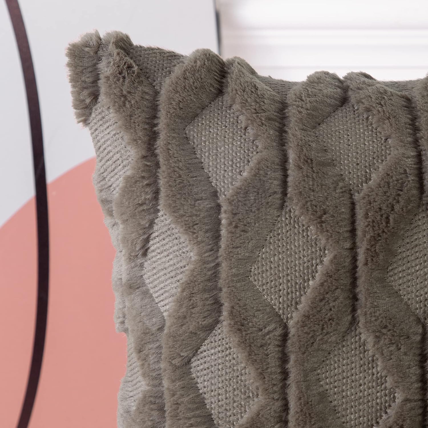 MADIZZ – Paquete de 2 fundas de almohada decorativas de terciopelo de lana suave y corta, estilo de lujo, para el sofá, el dormitorio, cuadrado