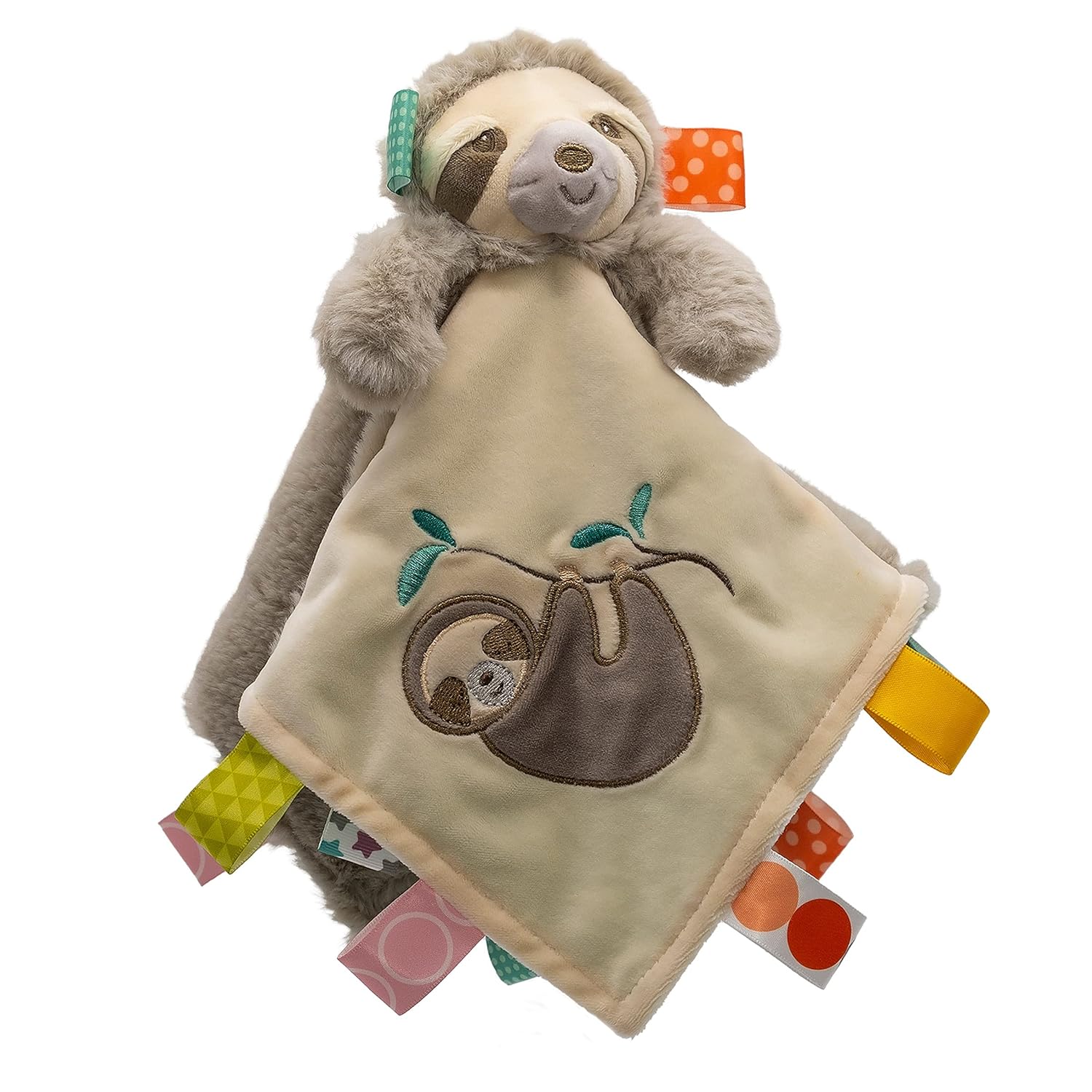 Taggies Manta de seguridad sensorial calmante para animales de peluche, melaza perezosa, 13 x 13 pulgadas