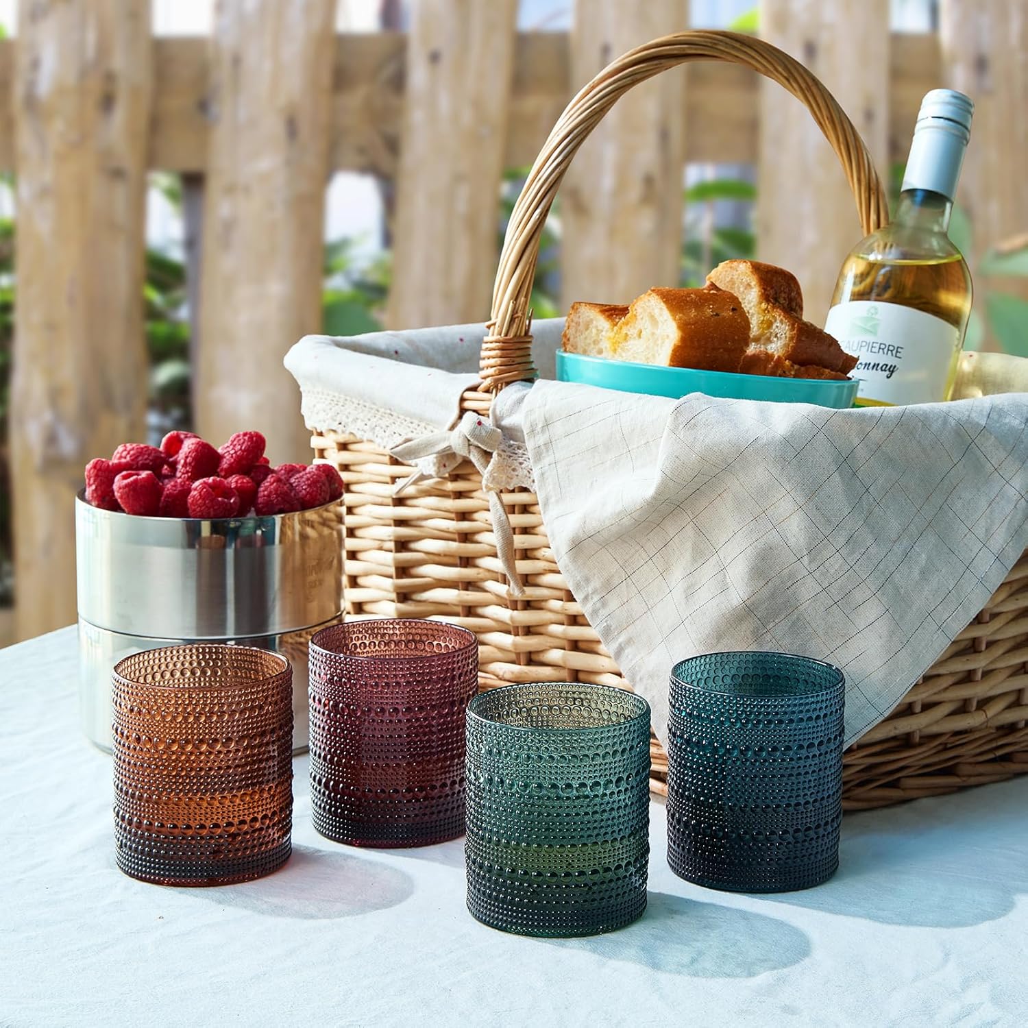 Vasos clásicos reutilizables de plástico, diseño de hobuña, irrompibles, juego de 4 vasos Tritan, vasos acrílicos irrompibles con cuentas, aptos