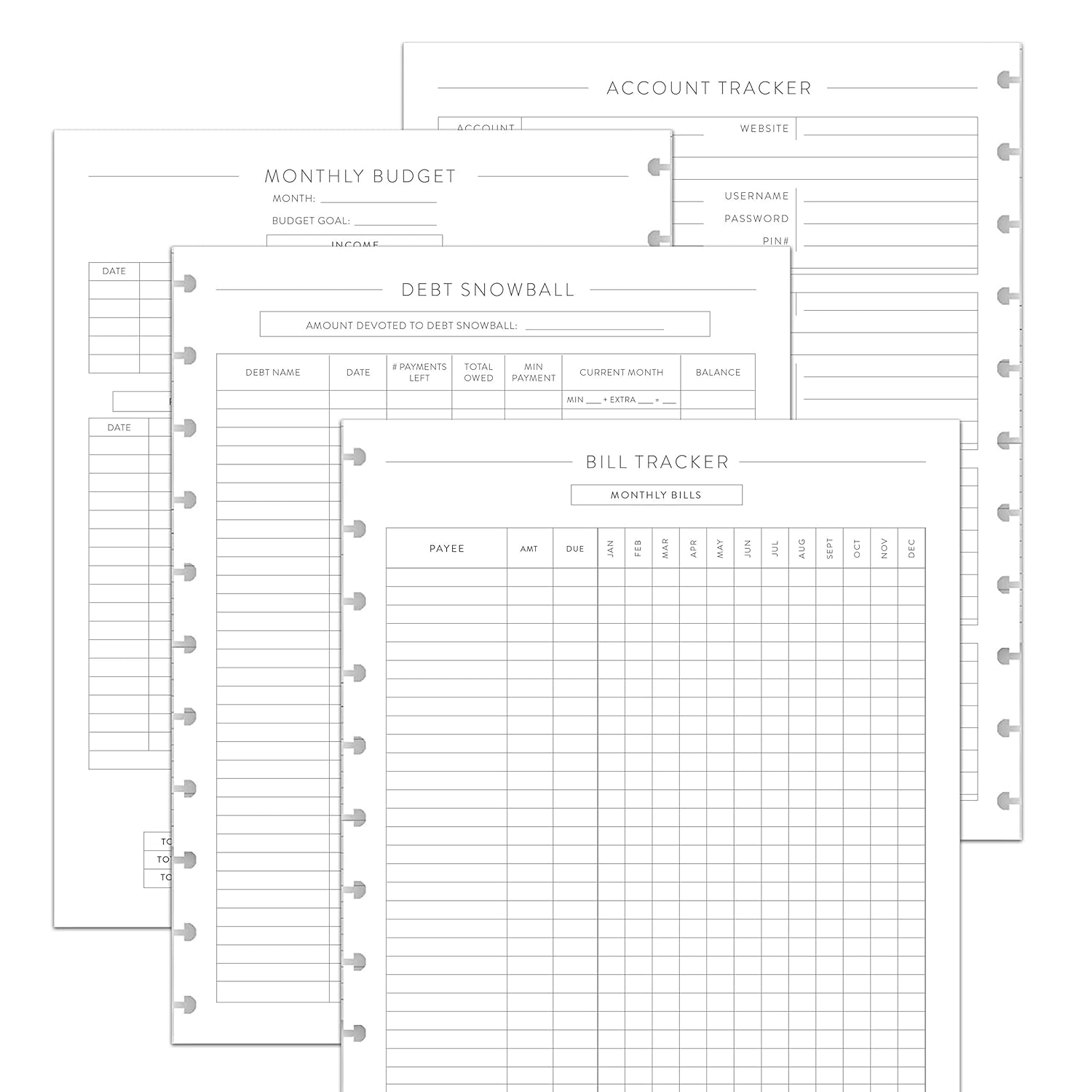 BetterNote Finance Plan Refill for Discbound Notebooks, Bill, Account, Expense, Budget, Fits Levenger Circa, The Happy Planner, Arc Systems, TUL,