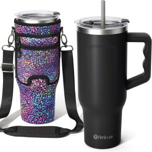 Fimibuke Vaso de 40 onzas con asa y bolsa de transporte, taza aislada de acero inoxidable con tapa, popote y bolsa para bolso, bolsillo para Fimibuke Vaso de 40 onzas con asa y bolsa de transporte, taza aislada de acero inoxidable con tapa, popote y bolsa para bolso, bolsillo para