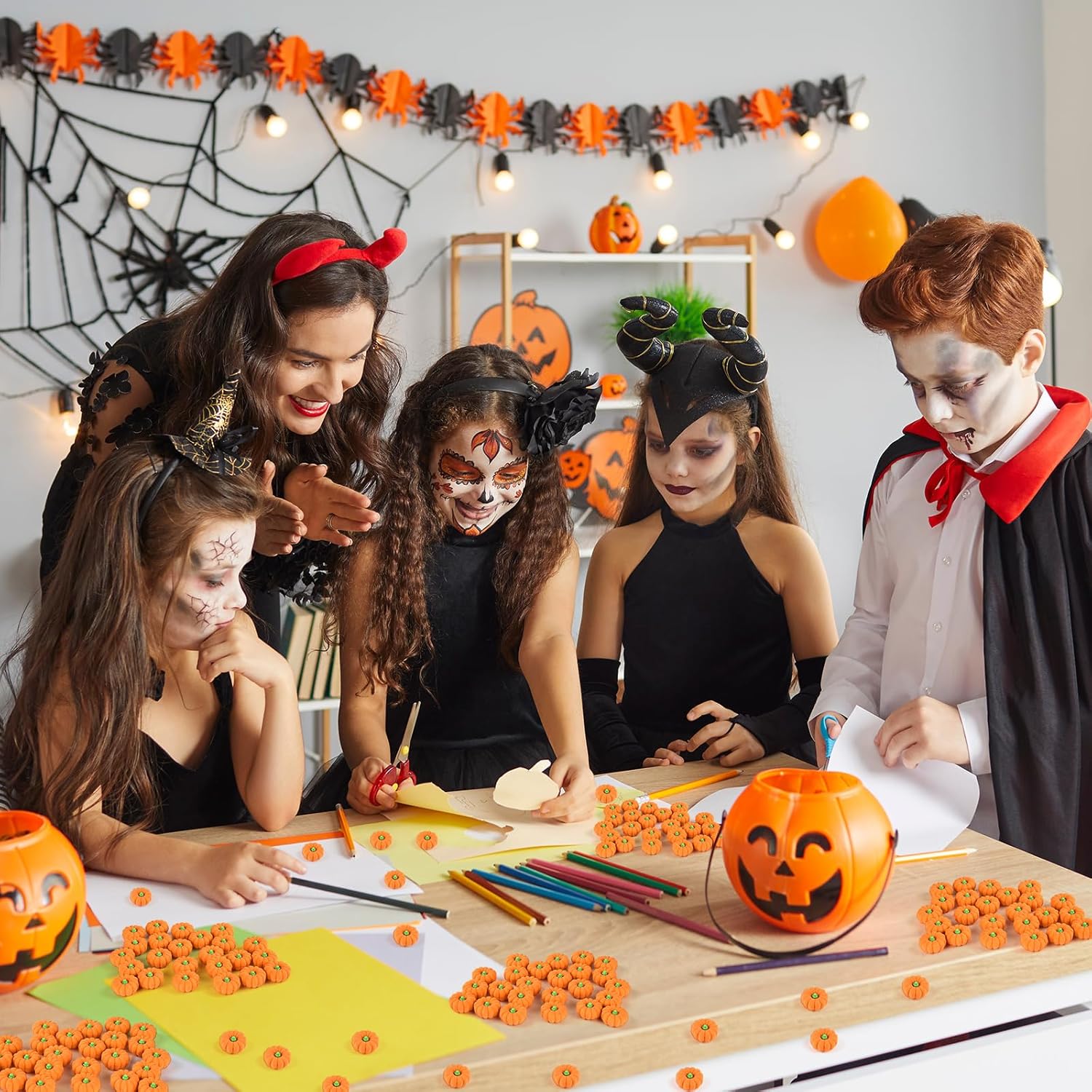 PLULON 50 borradores de calabaza a granel para niños, mini borrador de lápiz 3D de goma de cemento para Acción de Gracias, Halloween, recuerdos de
