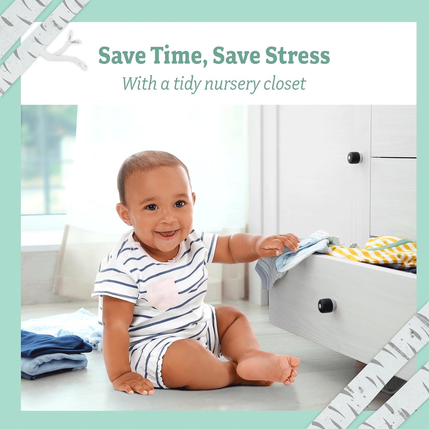 Baby Nest Designs 20 ganchos para bebé para armario con 7 divisores de armario de bebé para guardería, perchas de terciopelo para ropa de bebé,