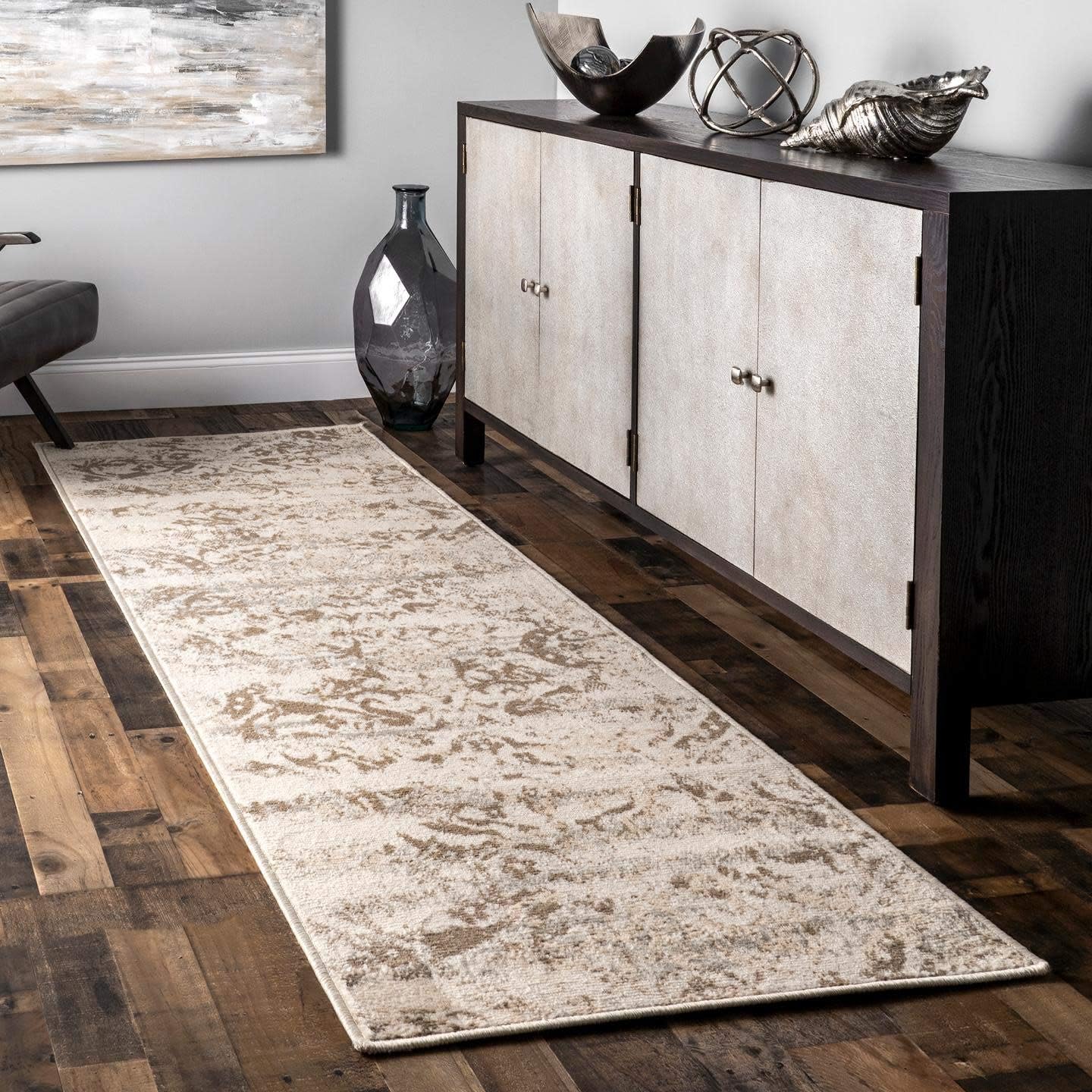 nuLOOM Freja Faded – Alfombra decorativa floral, 3 x 5 pies, beige, rectangular, 0.45 pulgadas de grosor