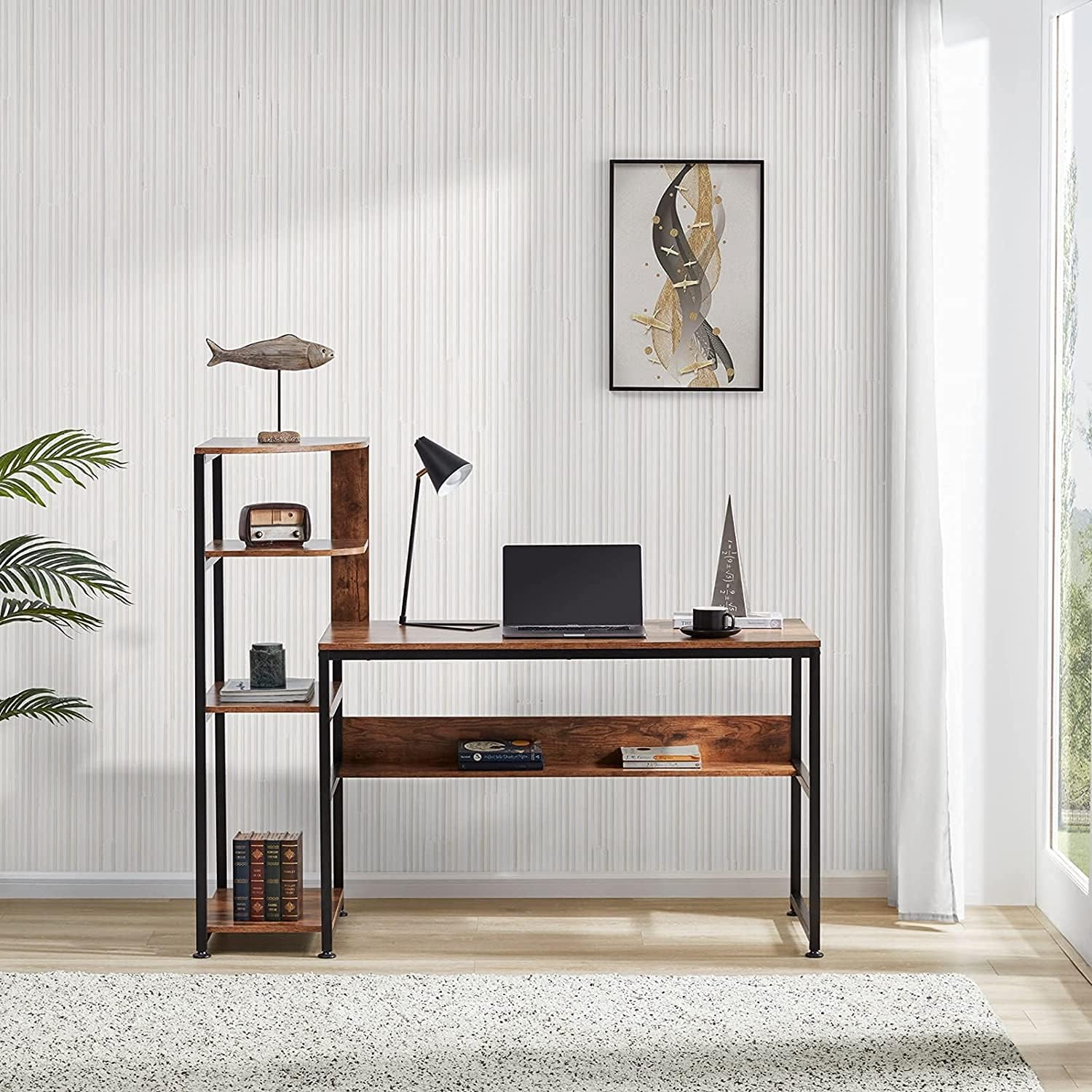Escritorio multifuncional, simple y elegante para estudioescritura de oficina, adecuado para oficina de habitaciones, mate ajustable, estantería