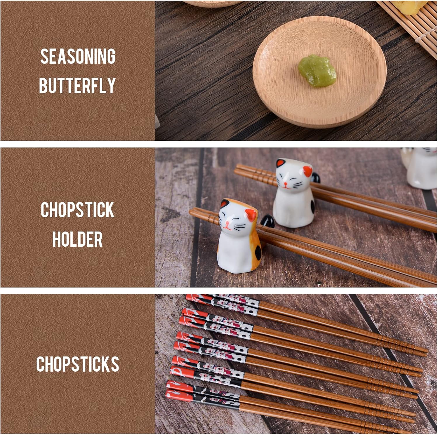 HI NINGER Kit completo de fabricación de sushi para principiantes con cuchillo de chef, tapete de balanceo de sushi de bambú, triángulodonutsmolde