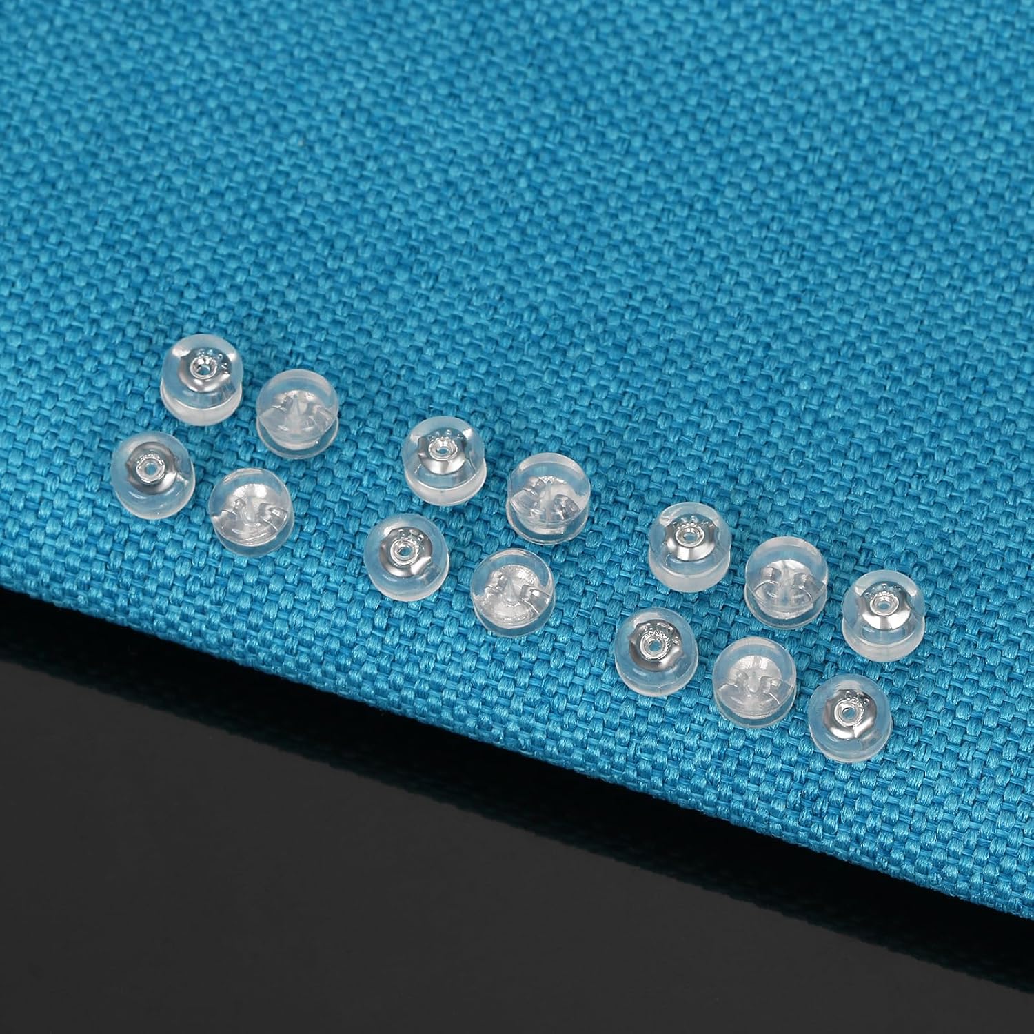14 piezas de aretes de goma de silicona de oro de 18 quilates para tachuelas, orejas caídas, aretes pesados, respaldos transparentes y cómodos, con