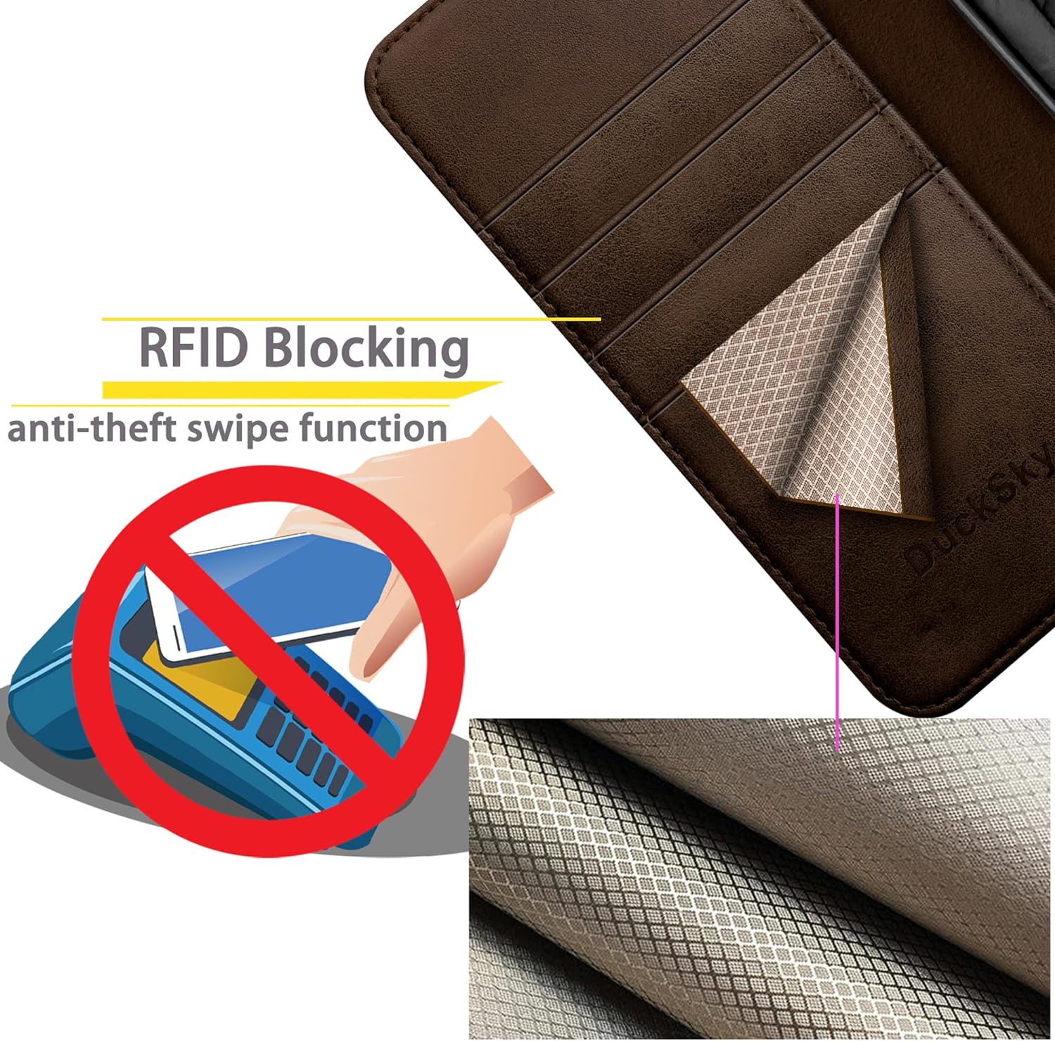 Funda tipo cartera de piel auténtica para Google Pixel 7 5G Bloqueo RFID4 tarjeteros de créditoCuero auténtico Funda protectora para teléfono con