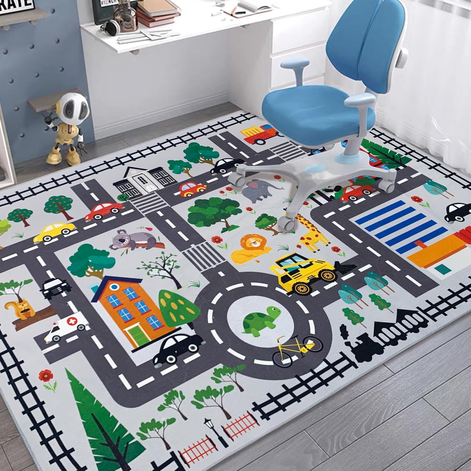 USTIDE Alfombra educativa para niños, alfombra de juego antideslizante para niños, alfombra de aprendizaje para dormitorio, sala de juegos, sala de