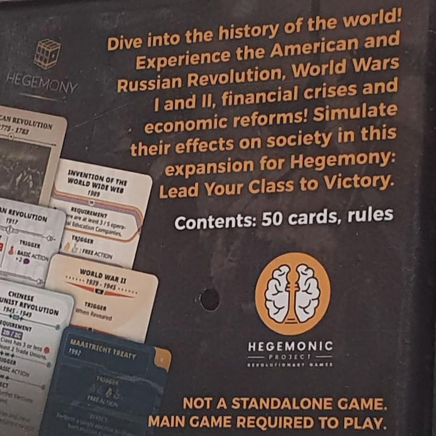 Expansión de eventos históricos 50 cartas nuevas para añadir eventos a tu juego, juego de mesa único basado en cartas asimétricas, a partir de 14