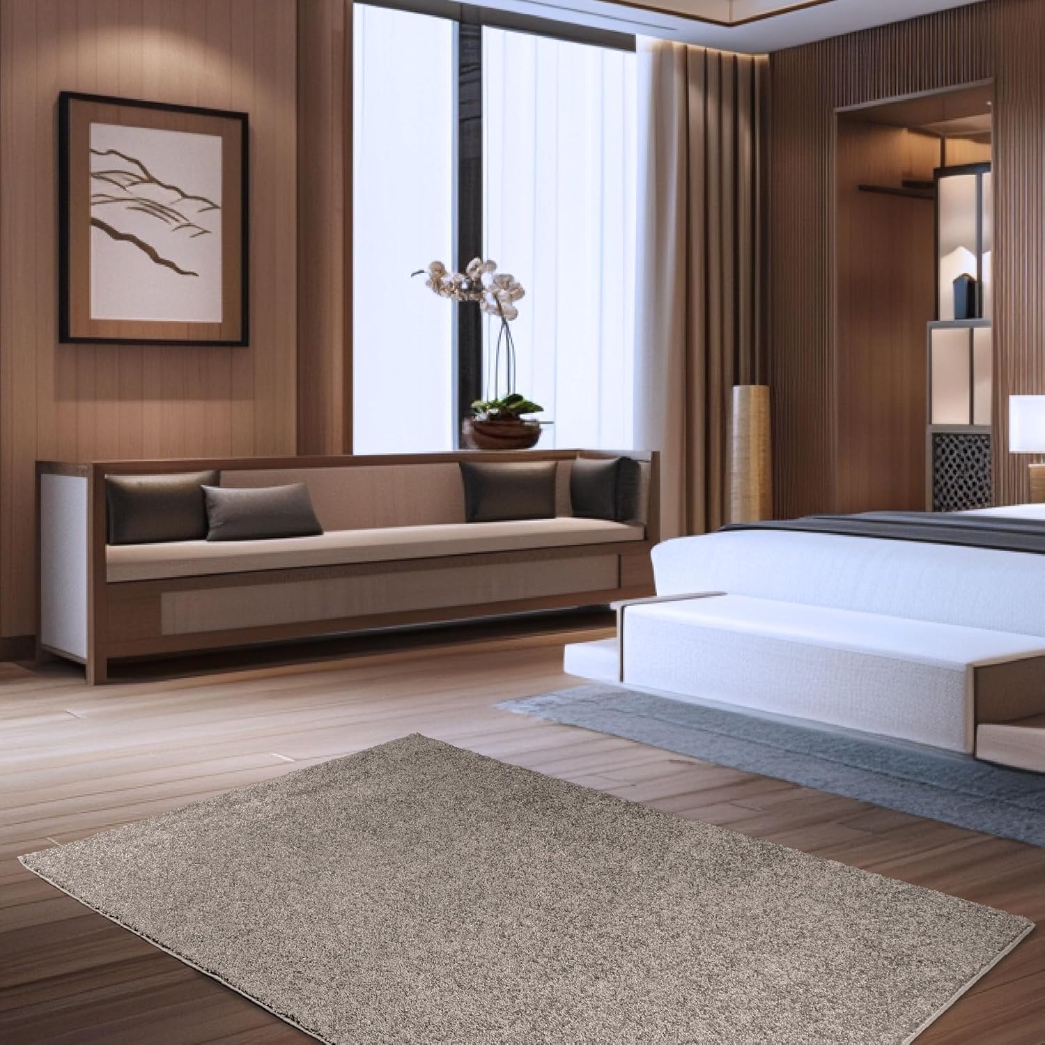Alfombras de color liso beige  2 x 3 pies, rectangular, interior, resistente a las manchas y a la decoloración, perfecta para sala de estar,
