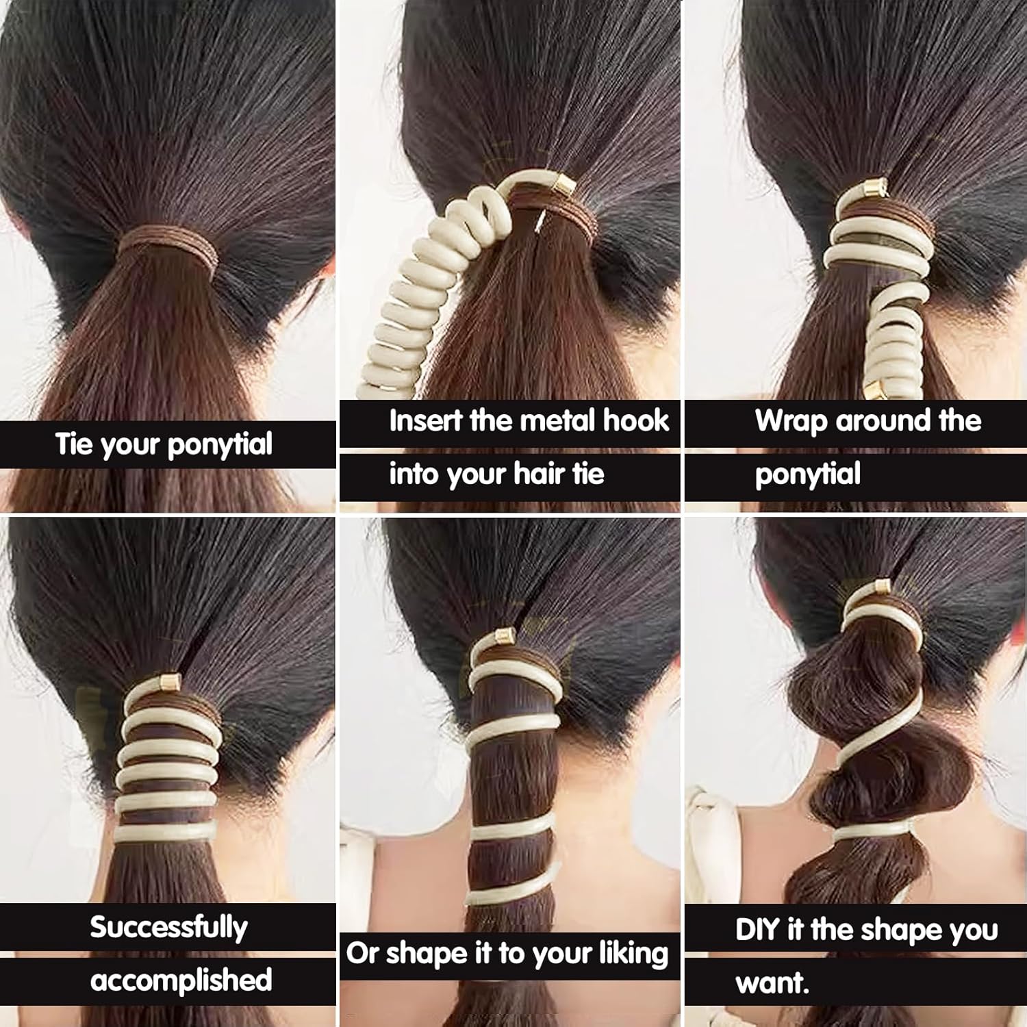 Banda de pelo en espiral trenzada, elegante cable de teléfono, bobinas para el cabello, sin arrugas, soportes para cola de caballo para mujeres y