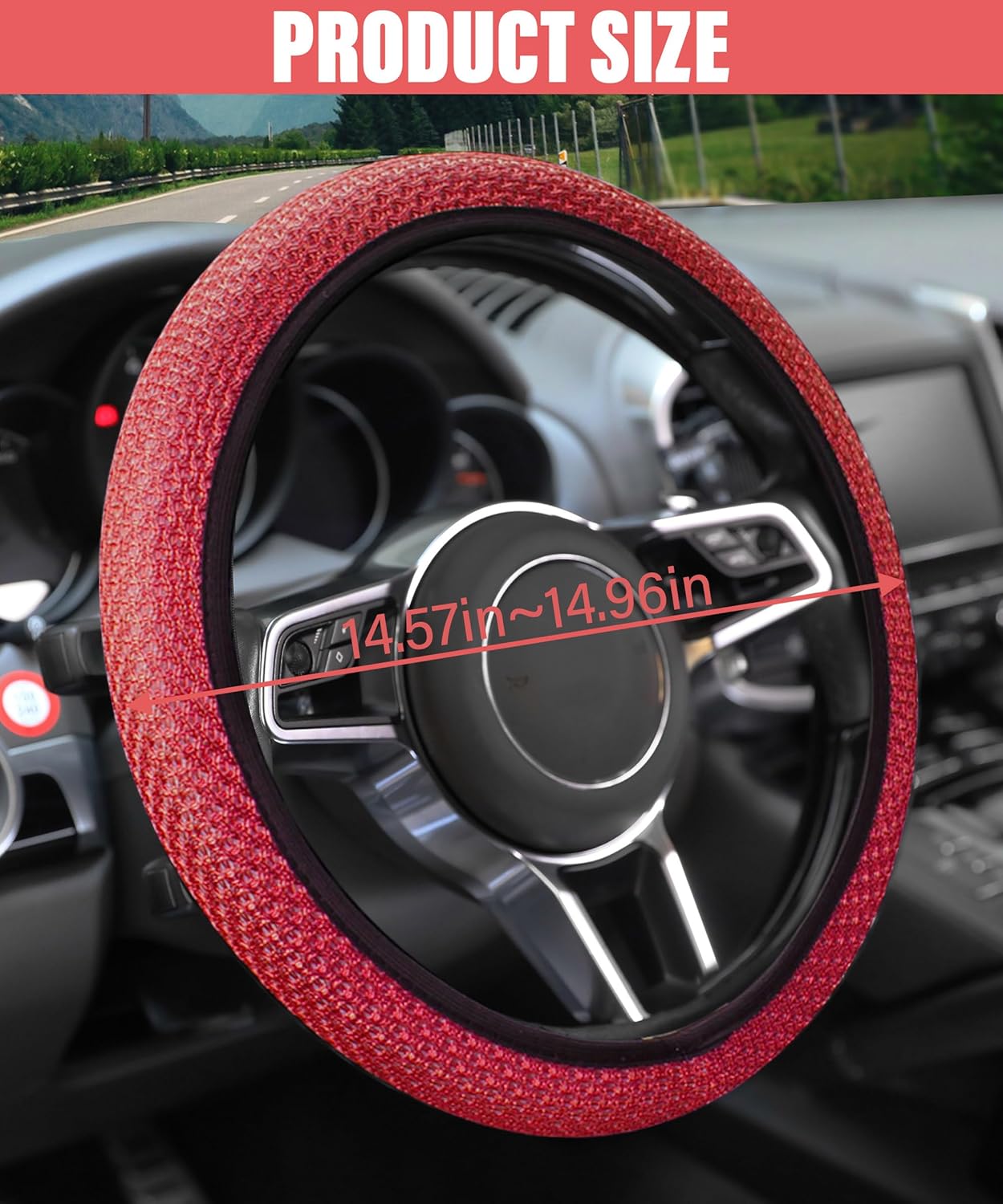 Funda elástica para volante de automóvil, de microfibra transpirable, de seda helada, cálida en invierno y fresca en verano, protector universal de