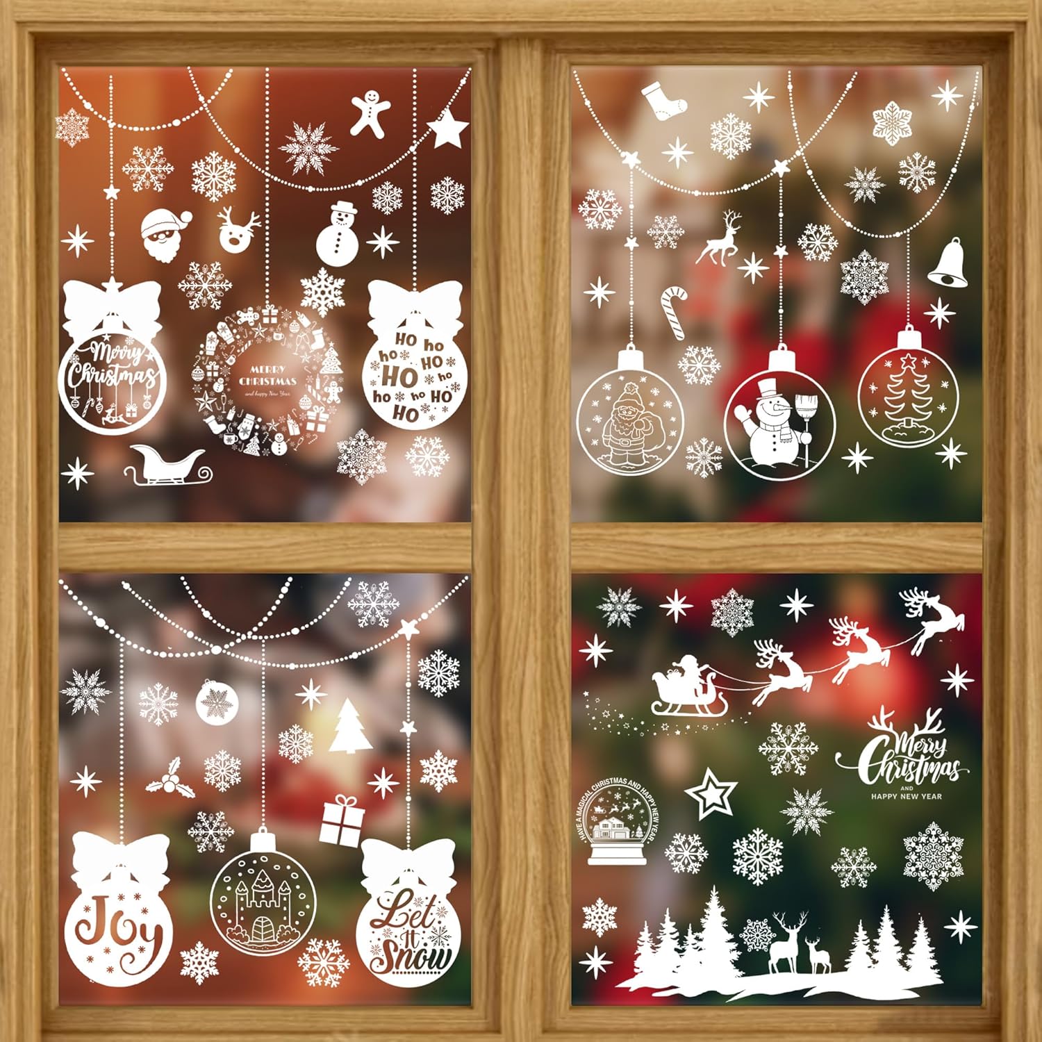 Pegatinas de Navidad para ventanas de nieve, calcomanías para decoración de ventanas de vidrio, decoraciones de Navidad, copos de nieve, Santa