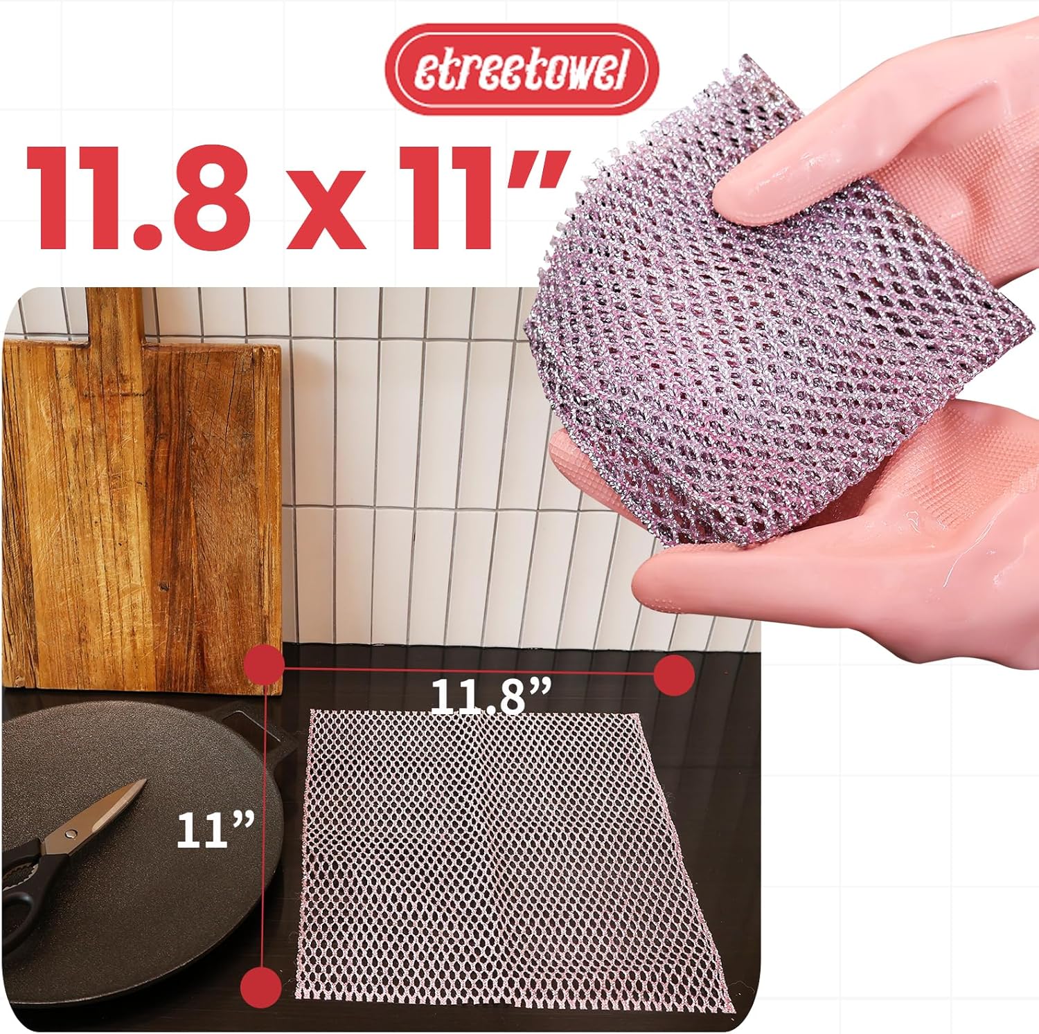 Limpiador de platos resistente (4 piezas) almohadillas de tela antiarañazos y limpiadores de ollas con red  Reemplazar esponjas de cocina para lavar