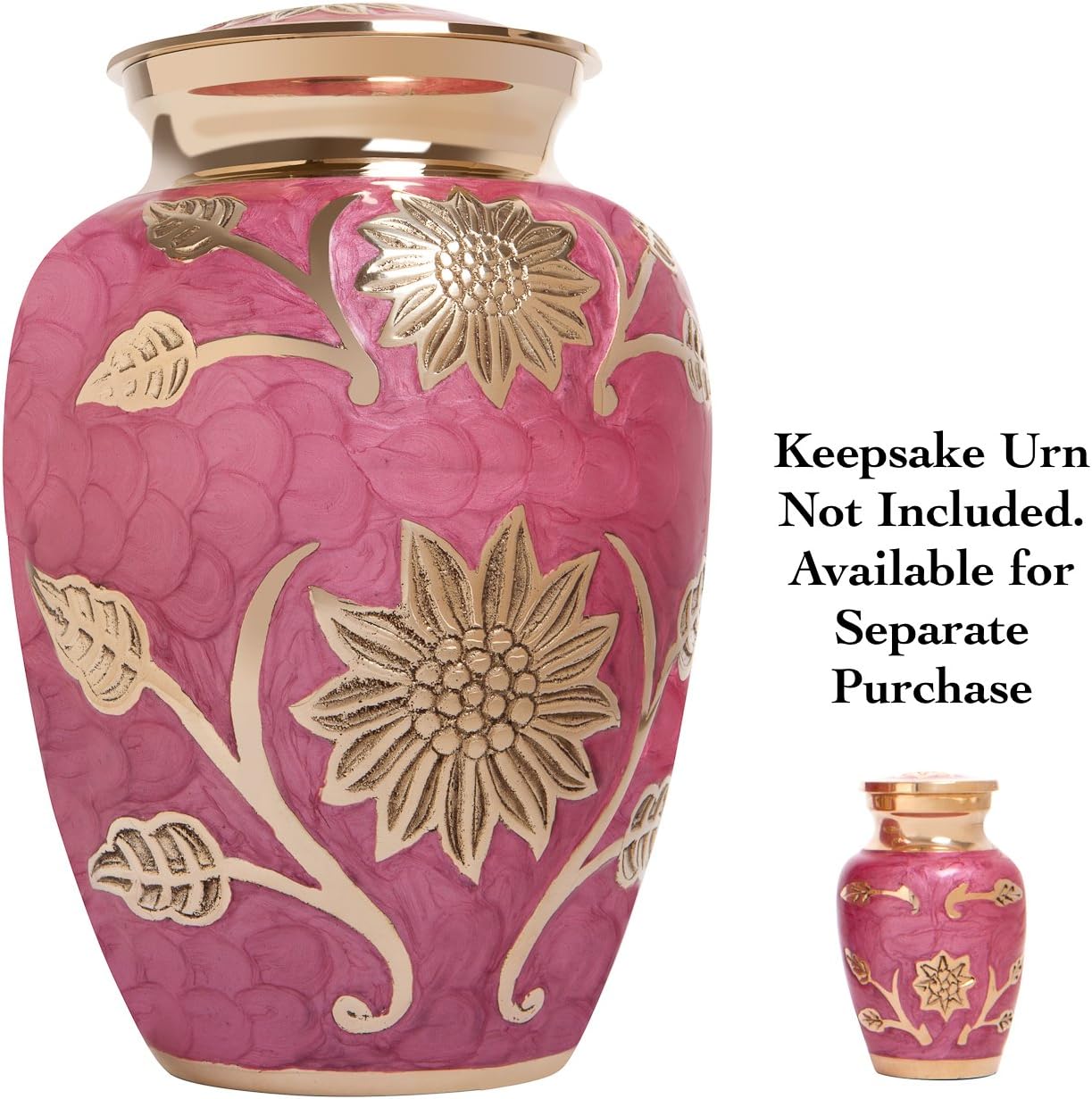 Urna funeraria de flor rosa – Urna de cremación para cenizas humanas – Latón – Adecuado para entierro o nicho de cementerio – Modelo Rose Lisette –