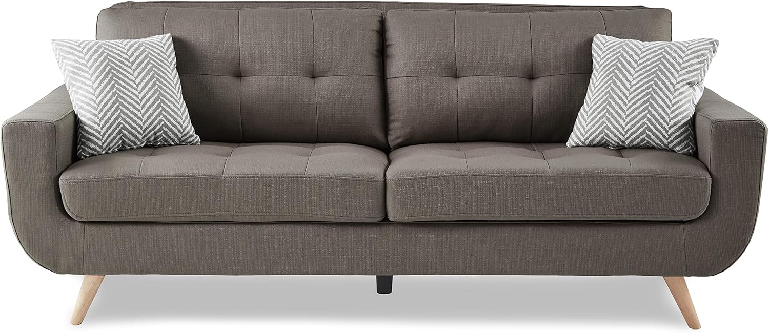 Lexicon Mckinley – Sofá de tela copetudo con 2 almohadas, 85.5 pulgadas de ancho, gris