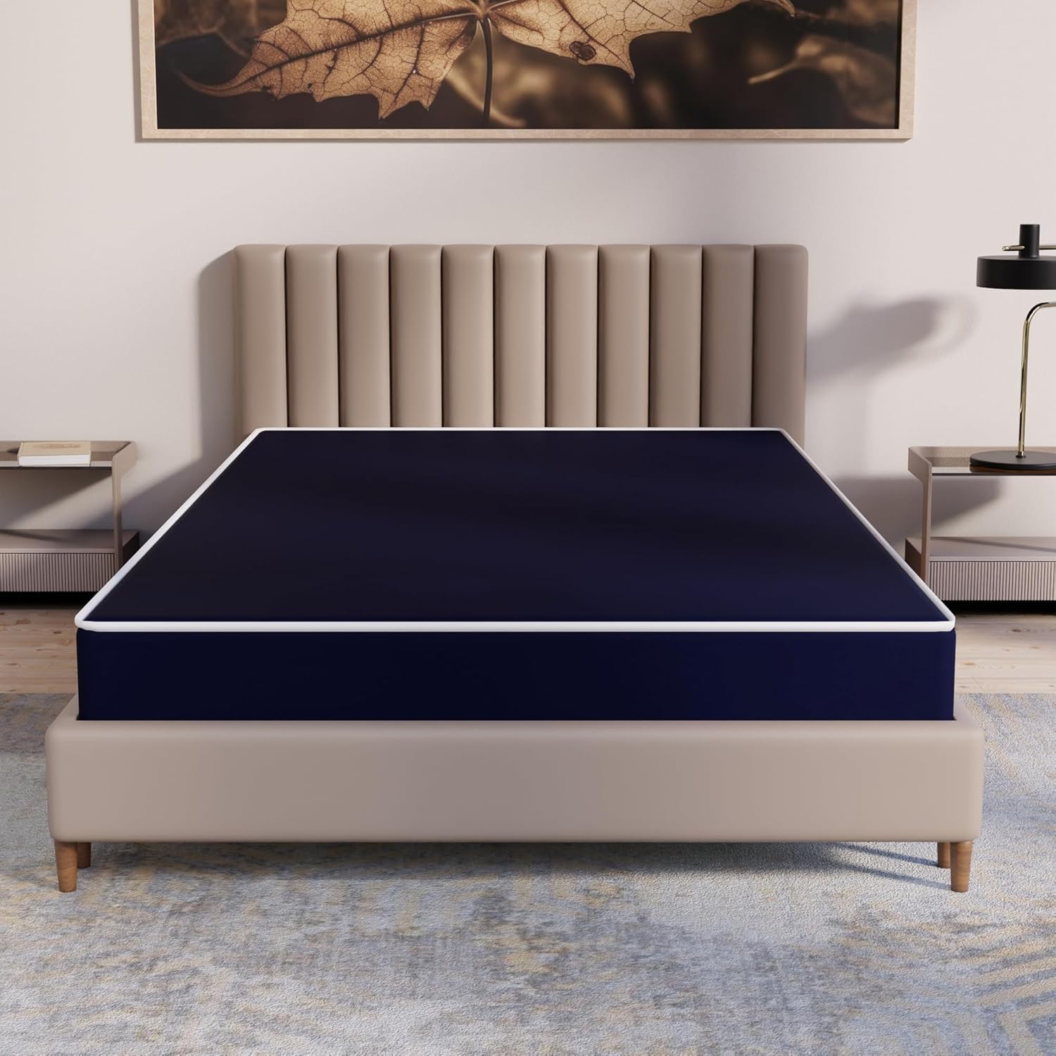 Greaton, Colchón de vinilo enrollado de espuma de doble cara, firmeza media, de 10 pulgadas, tamaño matrimonial XL, color azul