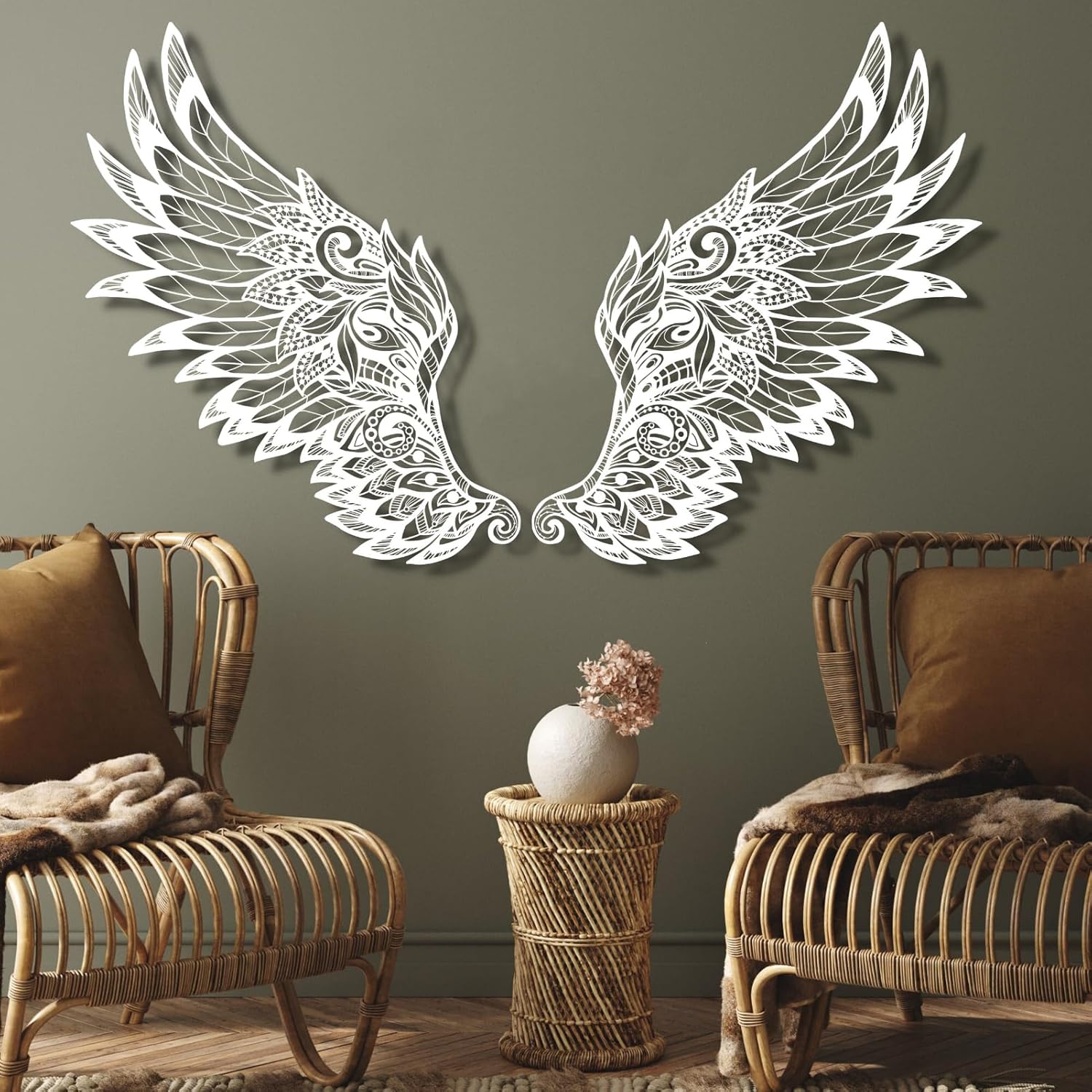 Decoración de pared de alas de ángel de metal, decoración de pared de alas de ángel grandes, ángel de la guarda, escultura de pared de ángel, alas