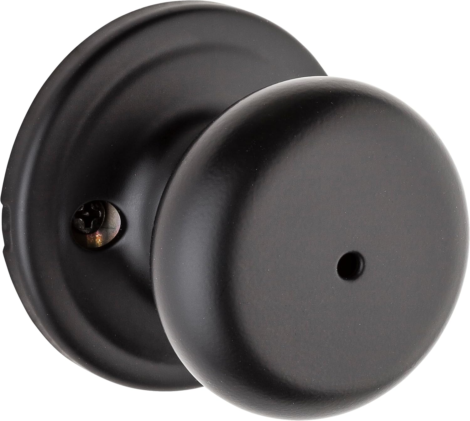 Kwikset Hancock – Pomo de puerta de privacidad interior con cerradura, manija de puerta para baño y dormitorio, pomo negro mate con cerradura