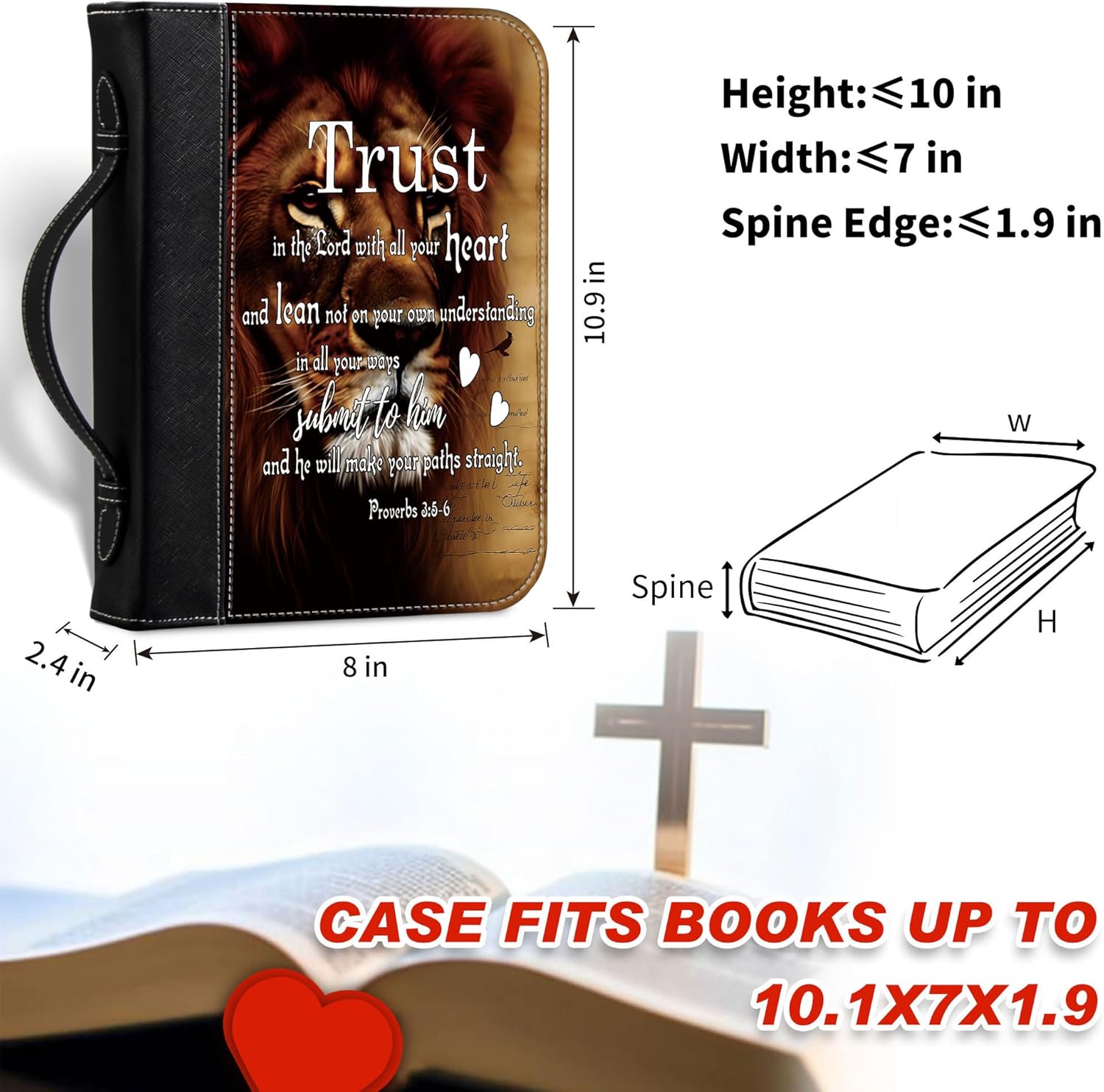 Funda para la Biblia para mujer, tamaño grande, fundas de cuero para la Biblia, regalos espirituales, estuche de transporte de la Biblia