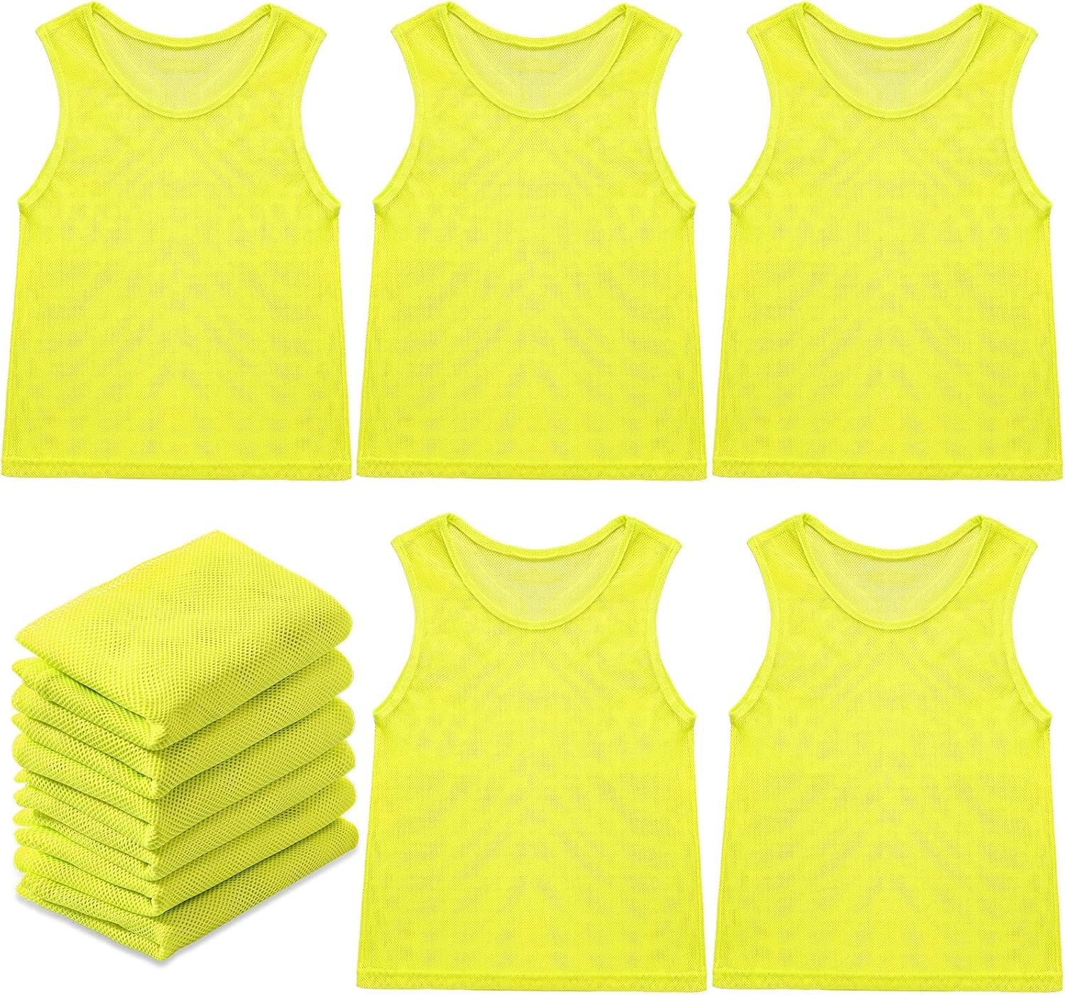 Sintege 12 piezas de fútbol Pinnies de baloncesto Jersey de práctica en equipo Chalecos de malla de nailon Scrimmage para jóvenes niños deportes