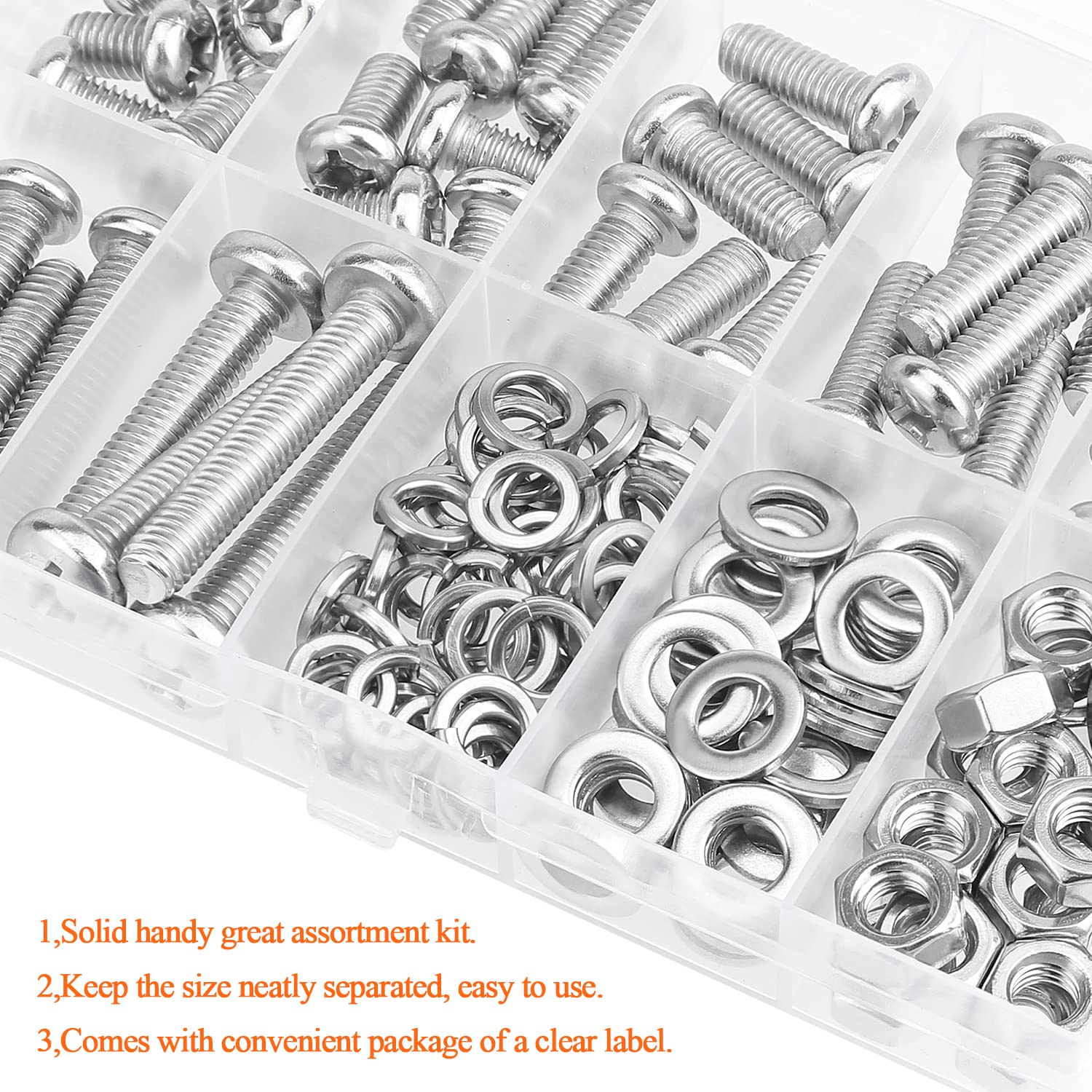 100 piezas M6 x 0.394 in 0.472 in 0.630 in 0.787 in 0.984 in 1.181 in 1.378 in, tornillos métricos, tornillos métricos, arandelas, tuercas, acero