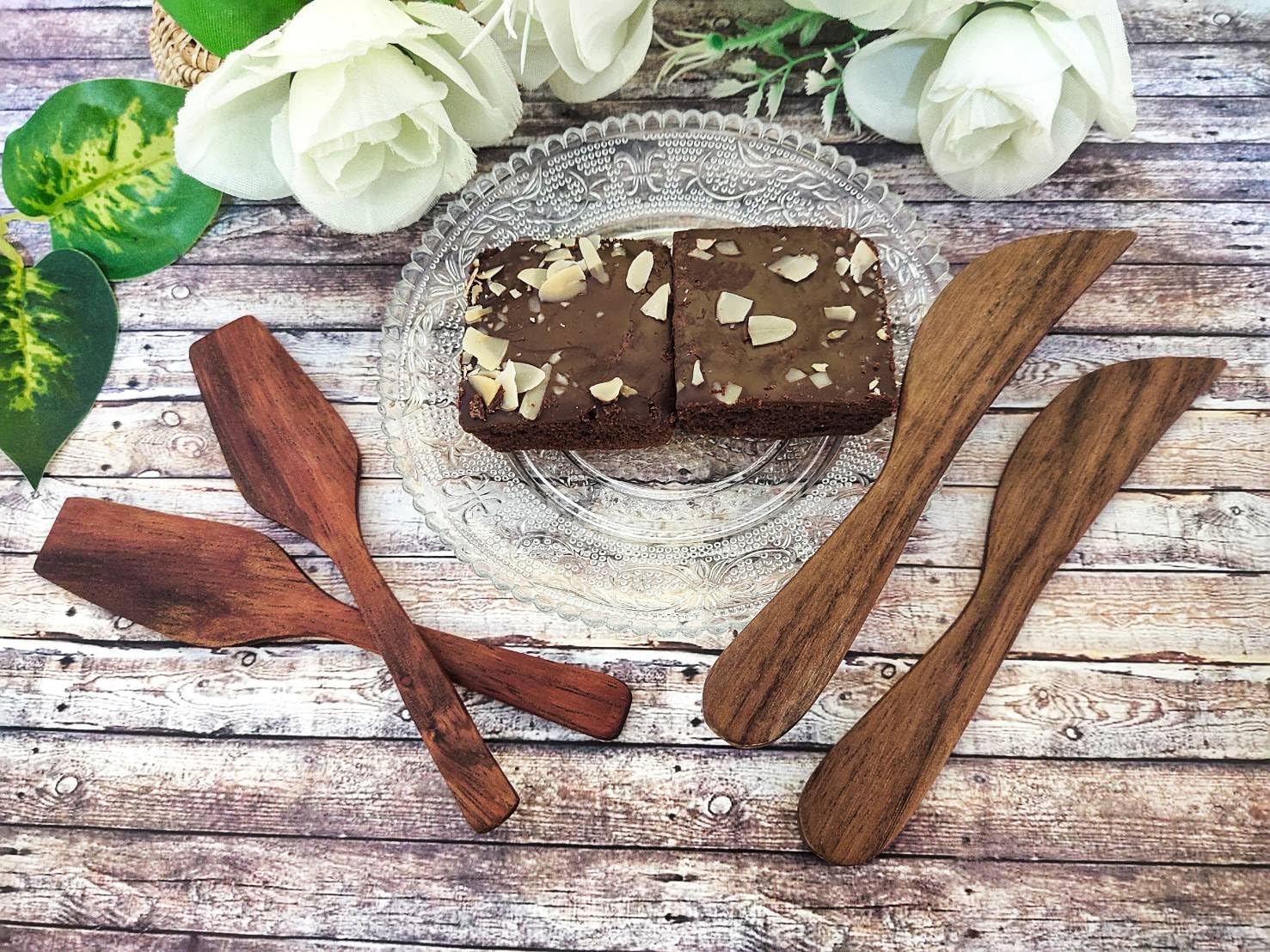 Cuchillo y espátula hechos a mano de madera, herramienta de cocina para hornear, pan, pastel, mermelada, mantequilla, gelatina, cuchillo esparcidor