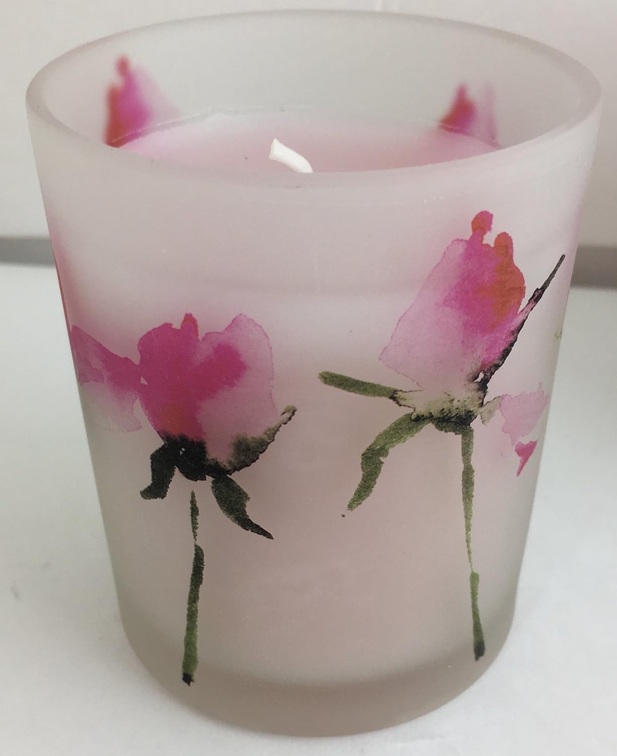 SIA USA Vela de rosa de moda casera en maceta floral pintada